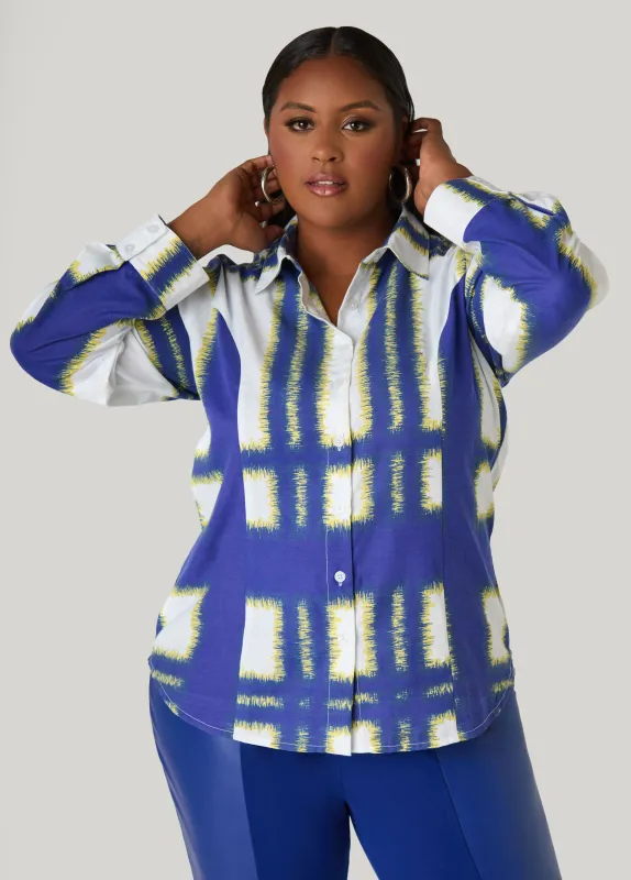 Printed Cotton Blend Shirt sold by Ashley Stewart