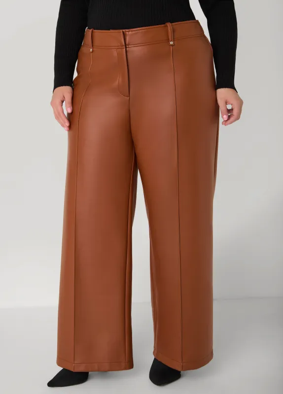 Pintucked Faux Leather Pants sold by Ashley Stewart