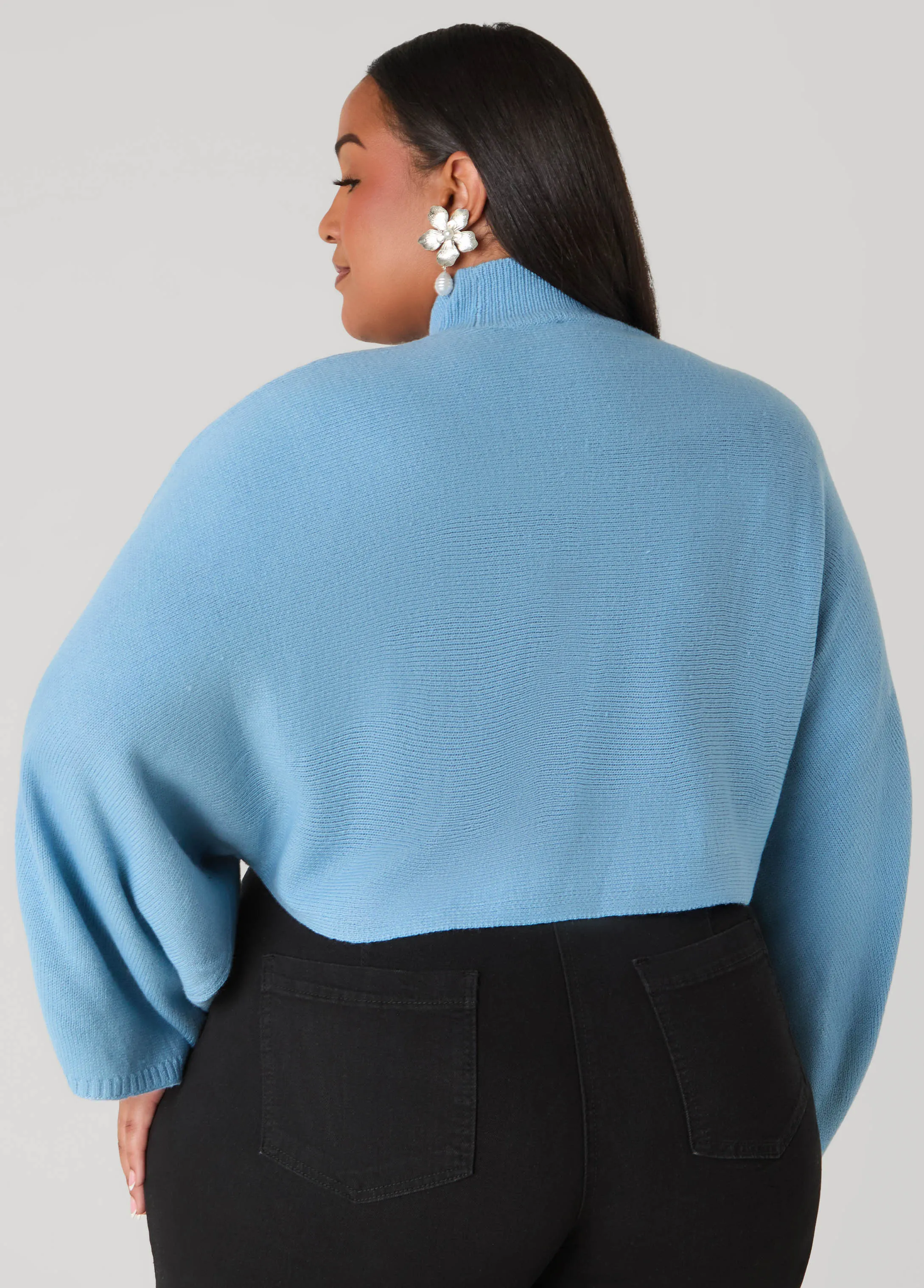 Cropped Mock Neck Sweater sold by Ashley Stewart product image thumbnail 4