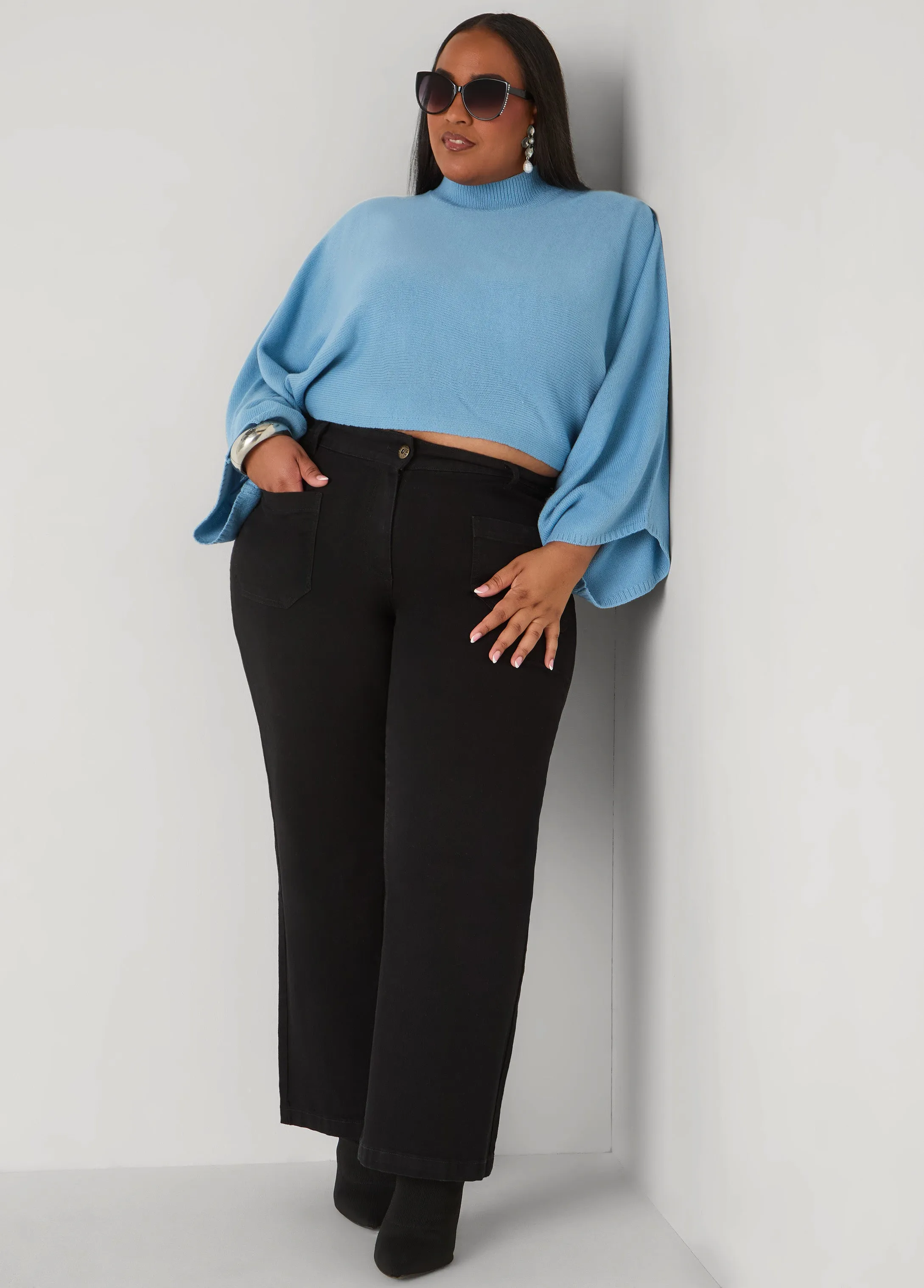 Cropped Mock Neck Sweater sold by Ashley Stewart product image thumbnail 3