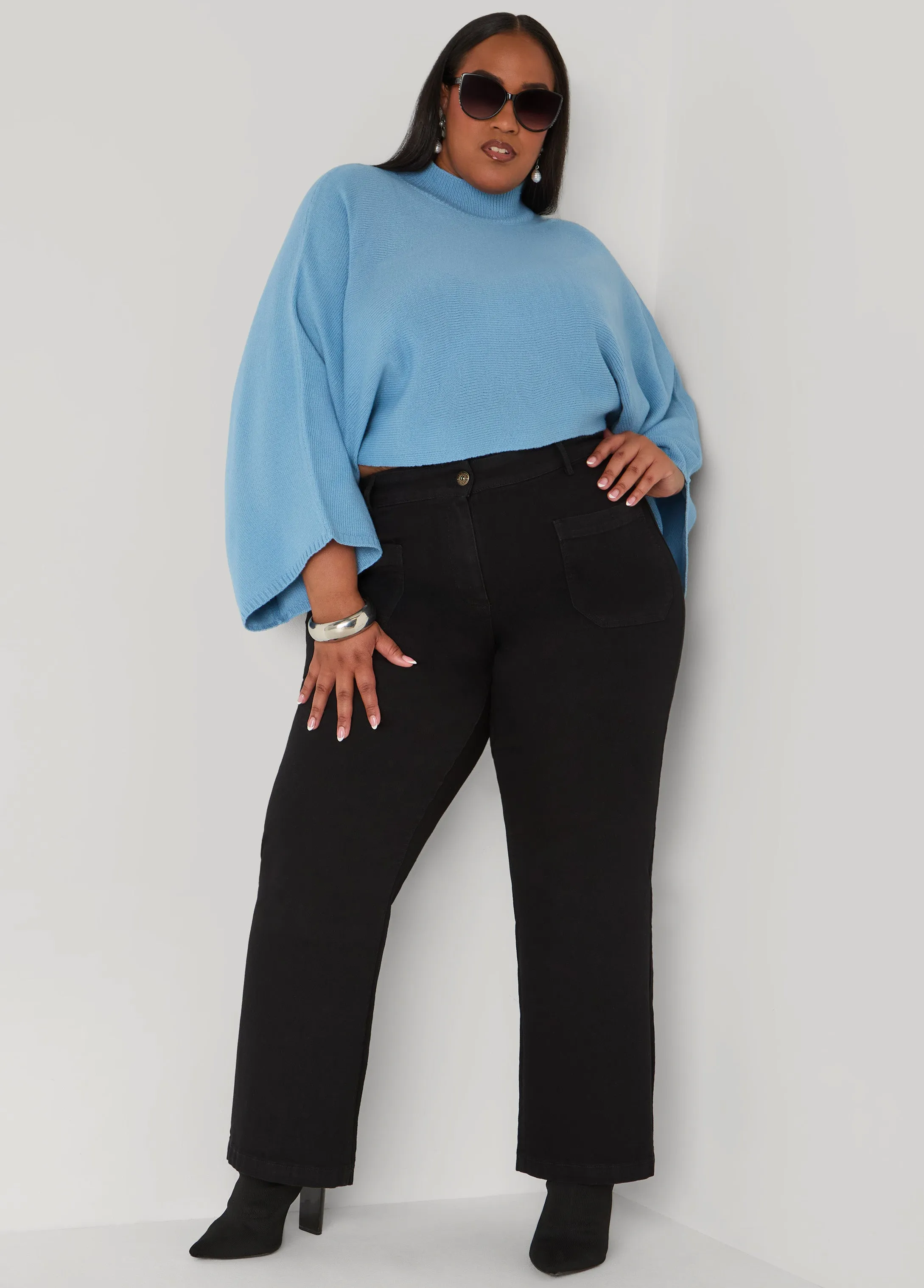 Cropped Mock Neck Sweater sold by Ashley Stewart product image thumbnail 2
