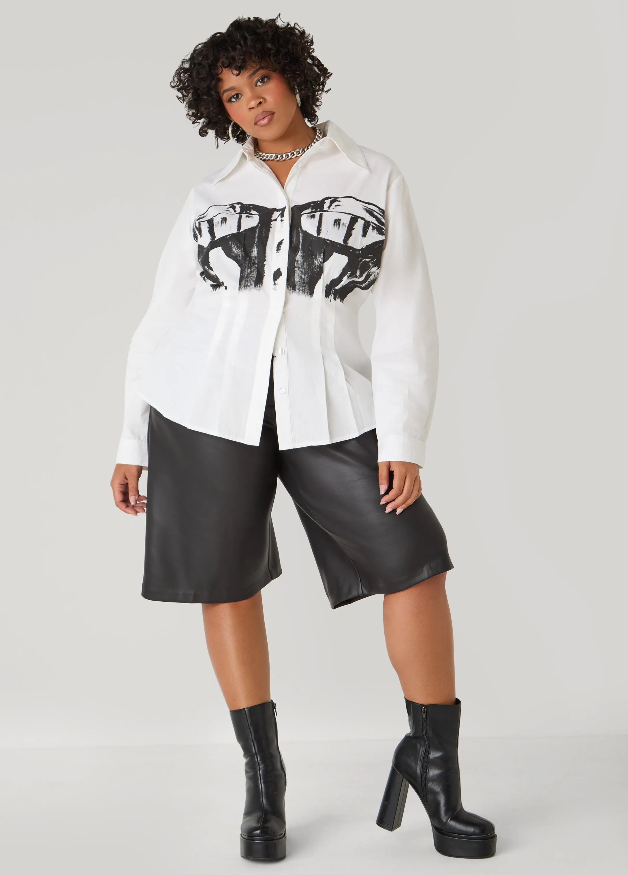 Pleated Faux Leather Shorts sold by Ashley Stewart product image thumbnail 5