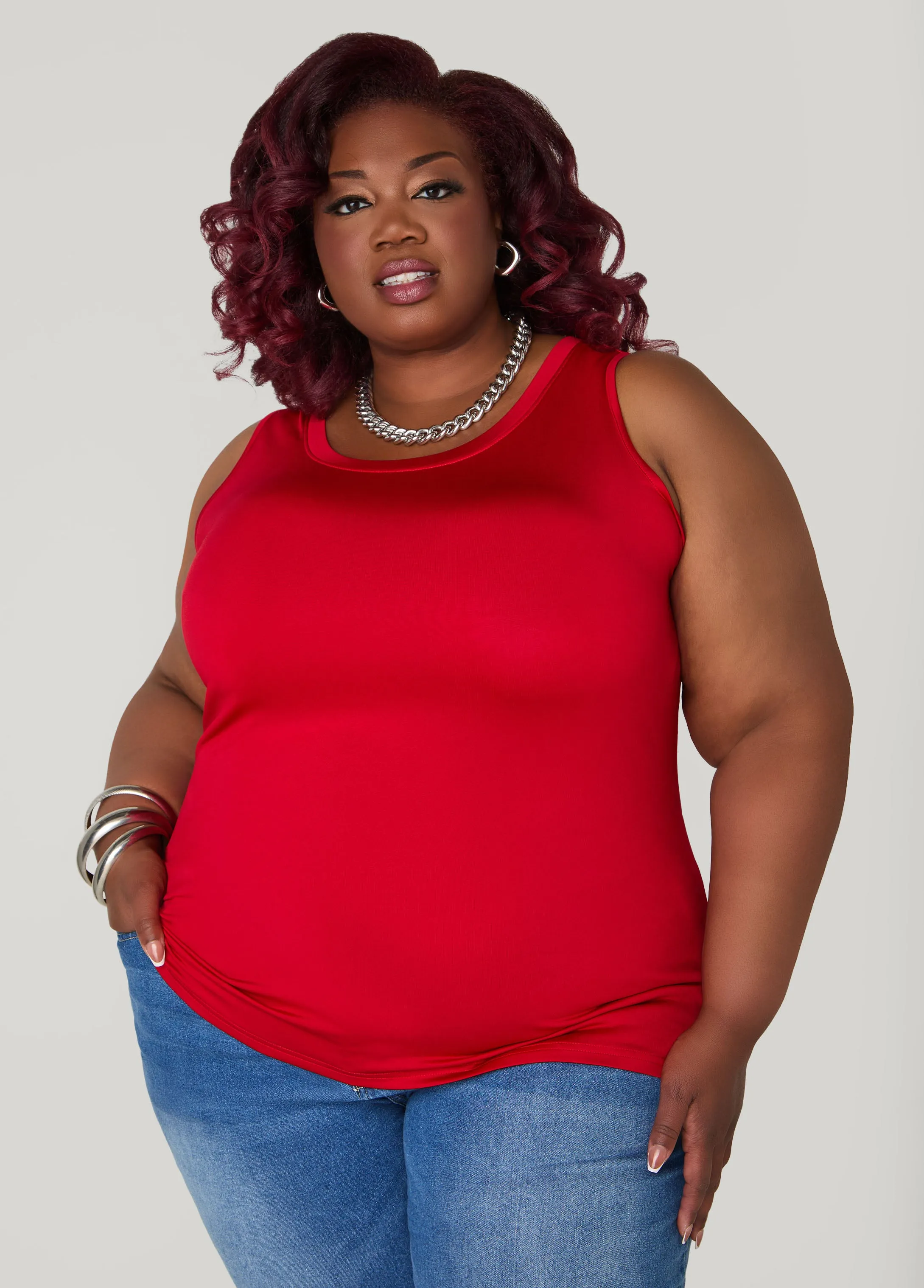 The Basic Knit Cami Top sold by Ashley Stewart