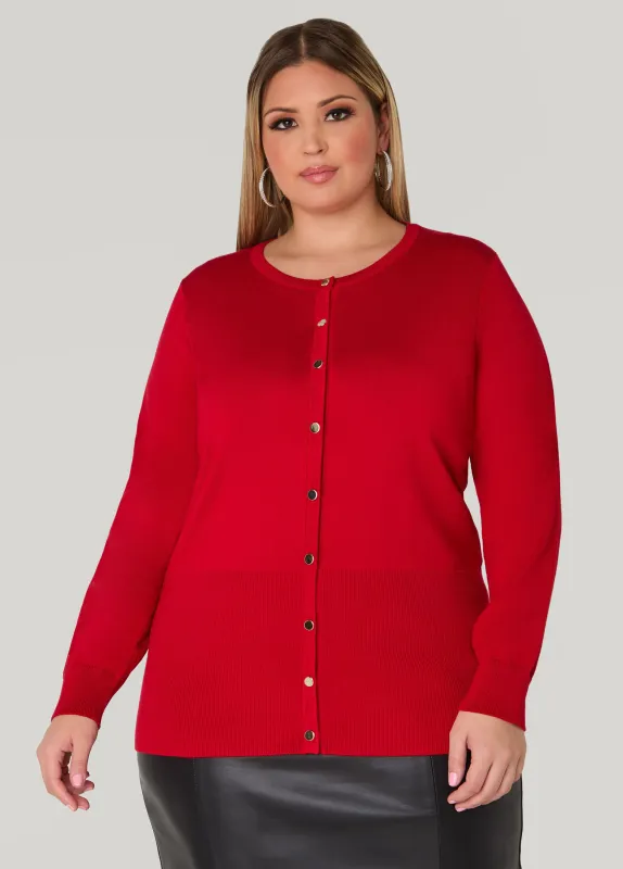 Button Front Knit Cardigan sold by Ashley Stewart