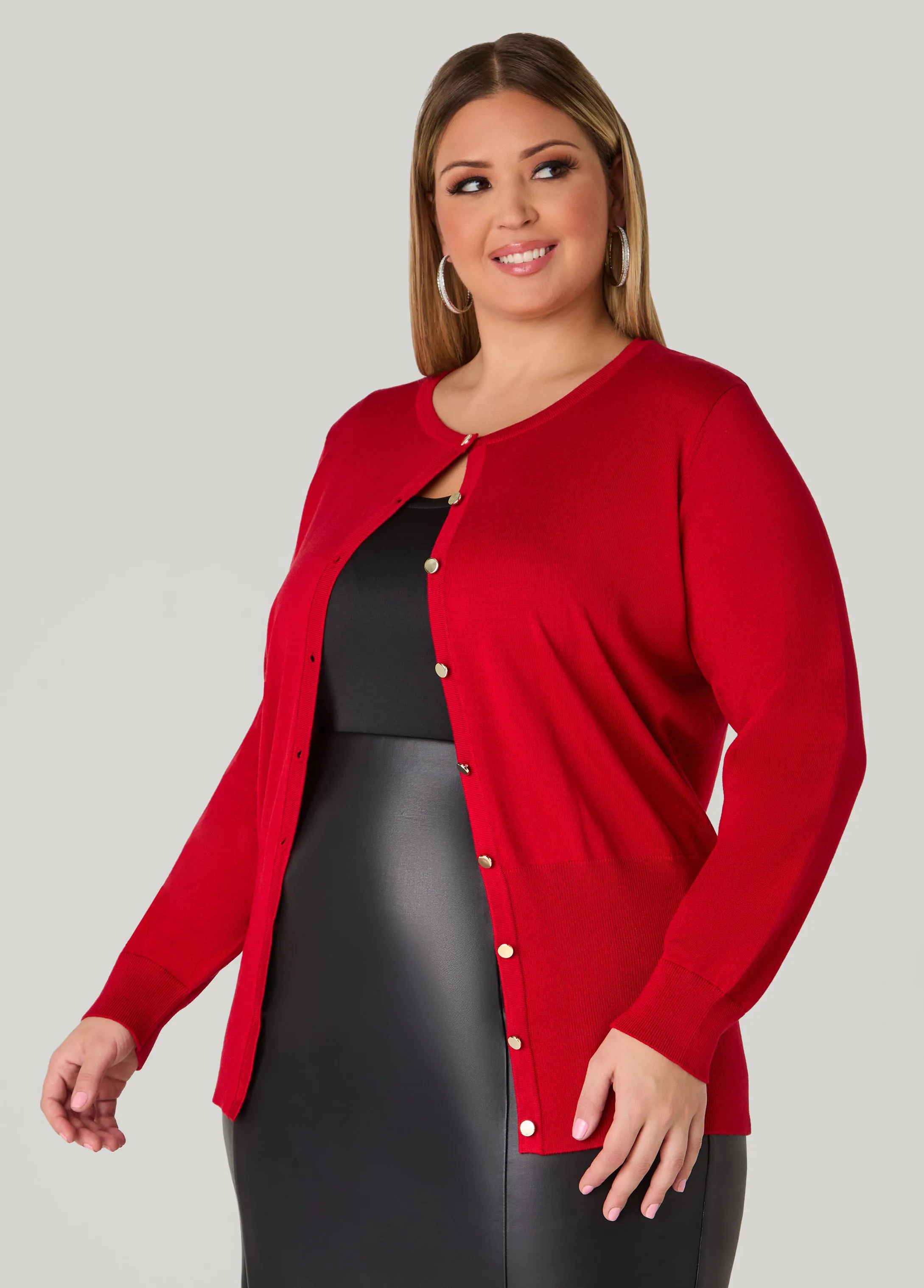 Button Front Knit Cardigan sold by Ashley Stewart product image thumbnail 4
