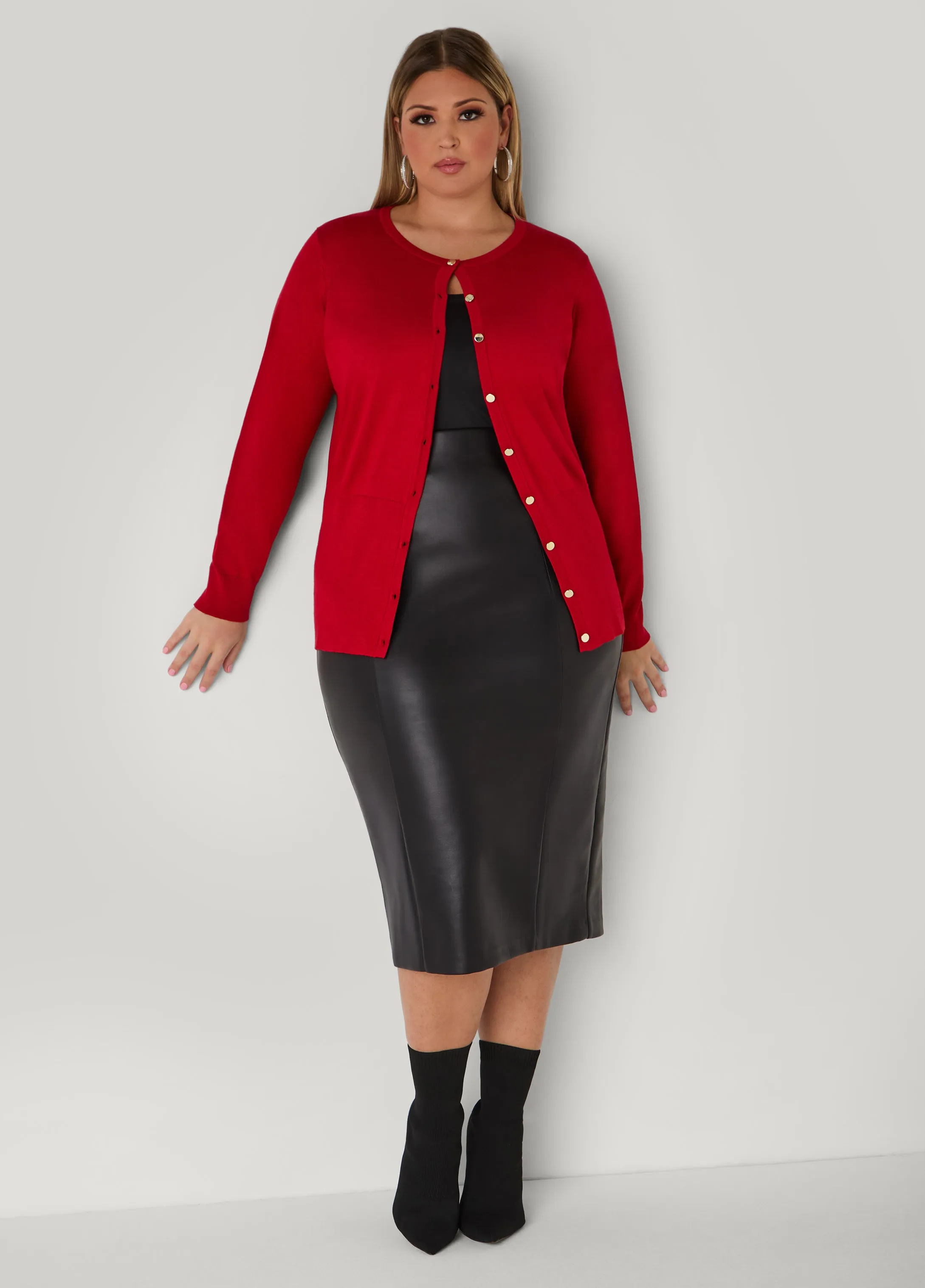 Button Front Knit Cardigan sold by Ashley Stewart product image thumbnail 3