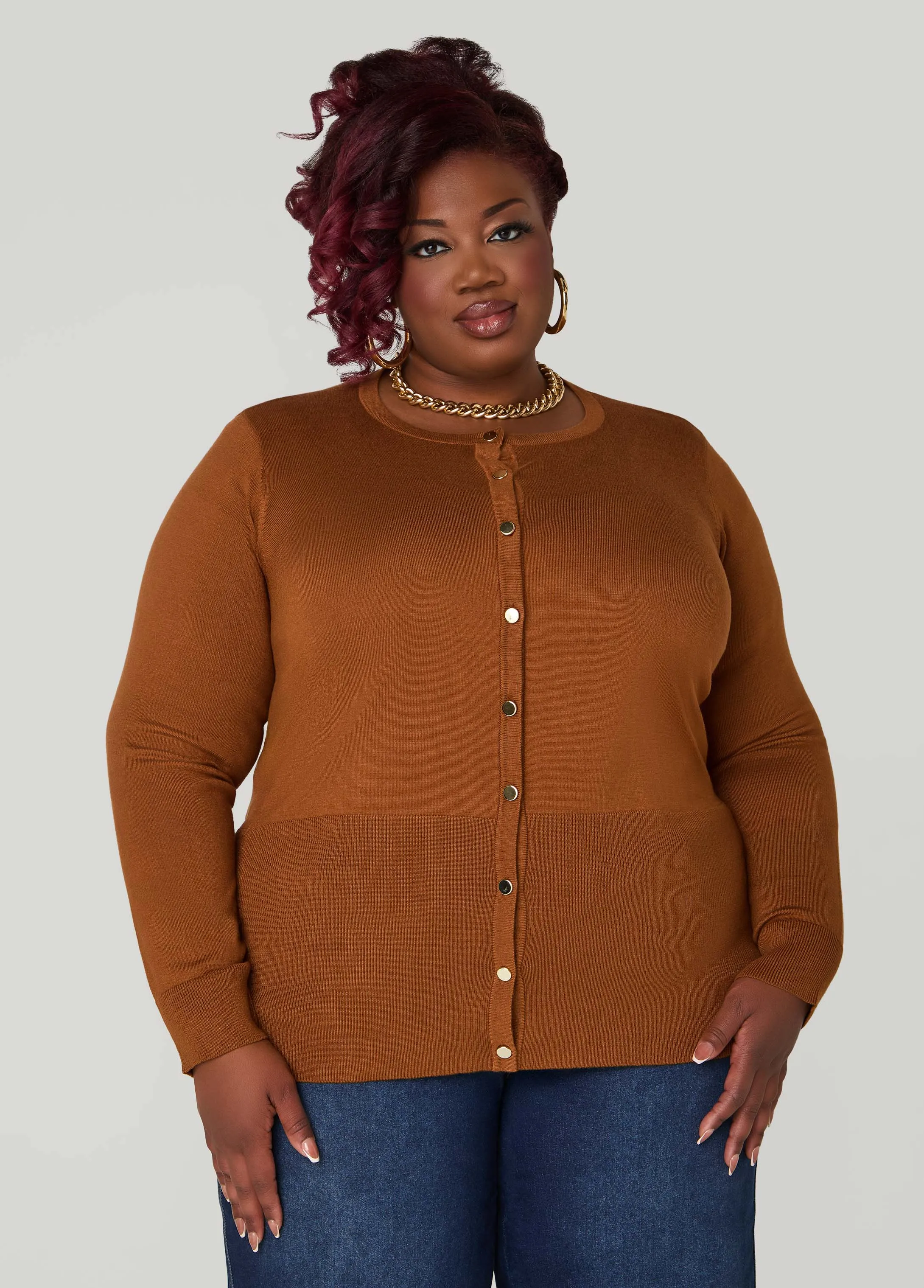 Button Front Knit Cardigan sold by Ashley Stewart product image thumbnail 5