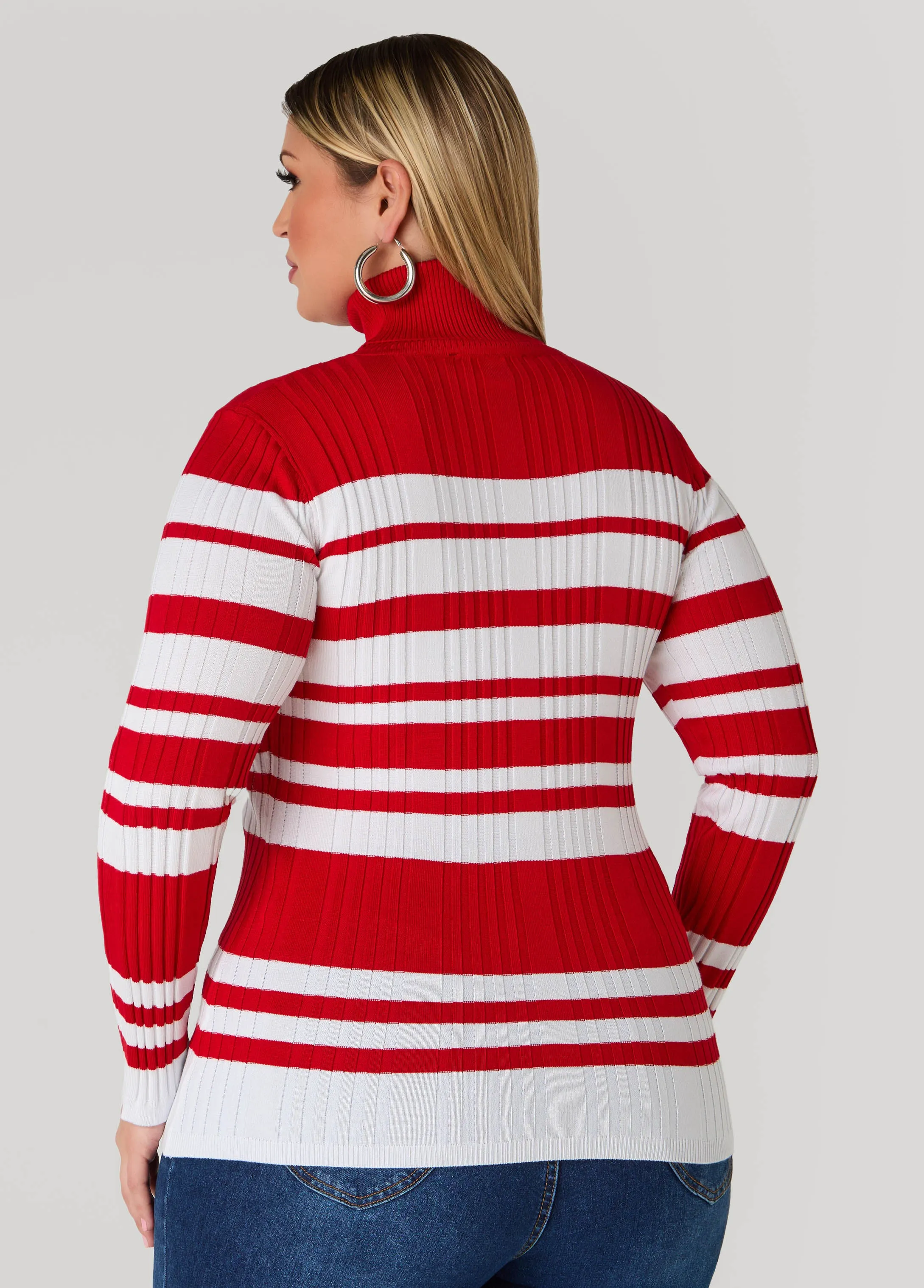 Turtleneck Striped Sweater sold by Ashley Stewart product image thumbnail 2
