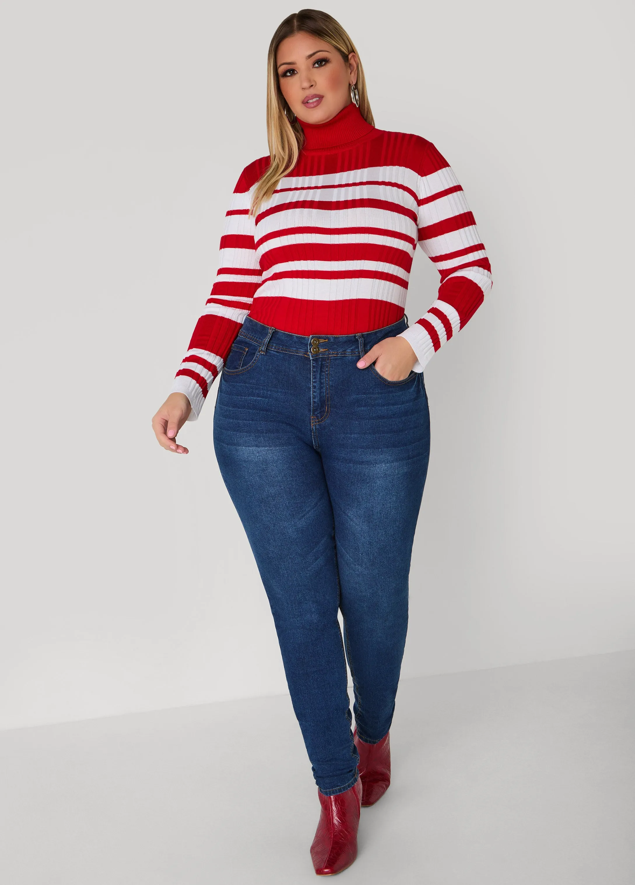 Turtleneck Striped Sweater sold by Ashley Stewart product image thumbnail 3
