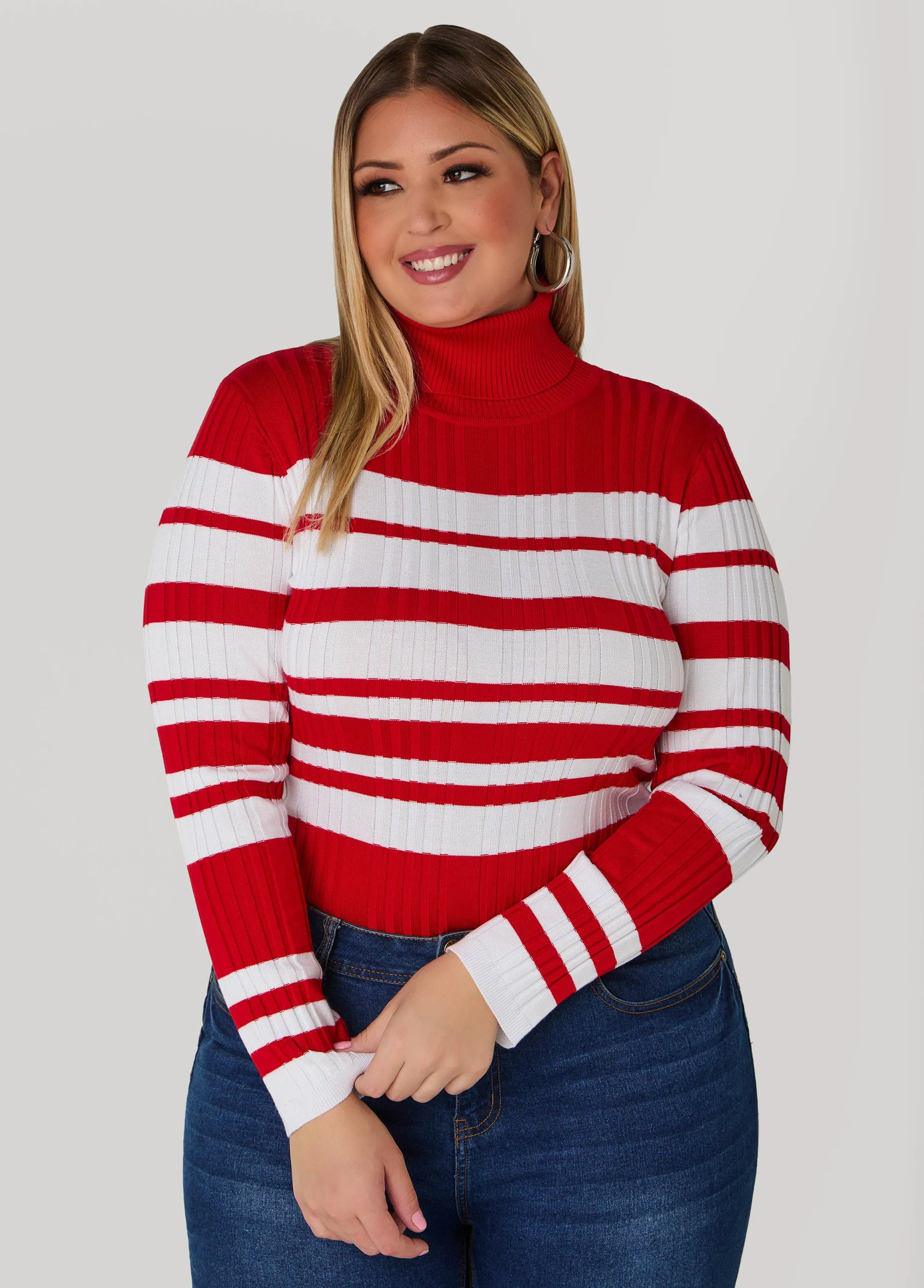 Turtleneck Striped Sweater sold by Ashley Stewart product image thumbnail 4
