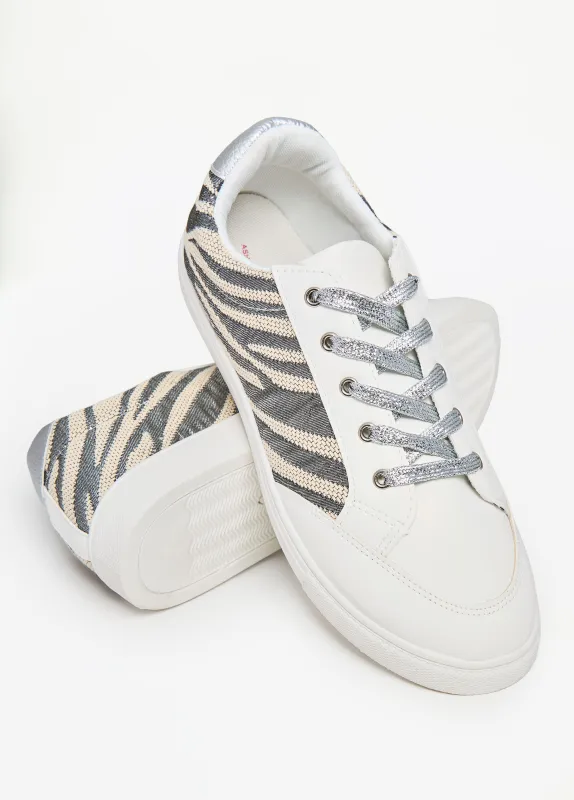 Metallic Zebra Paneled Sneakers sold by Ashley Stewart