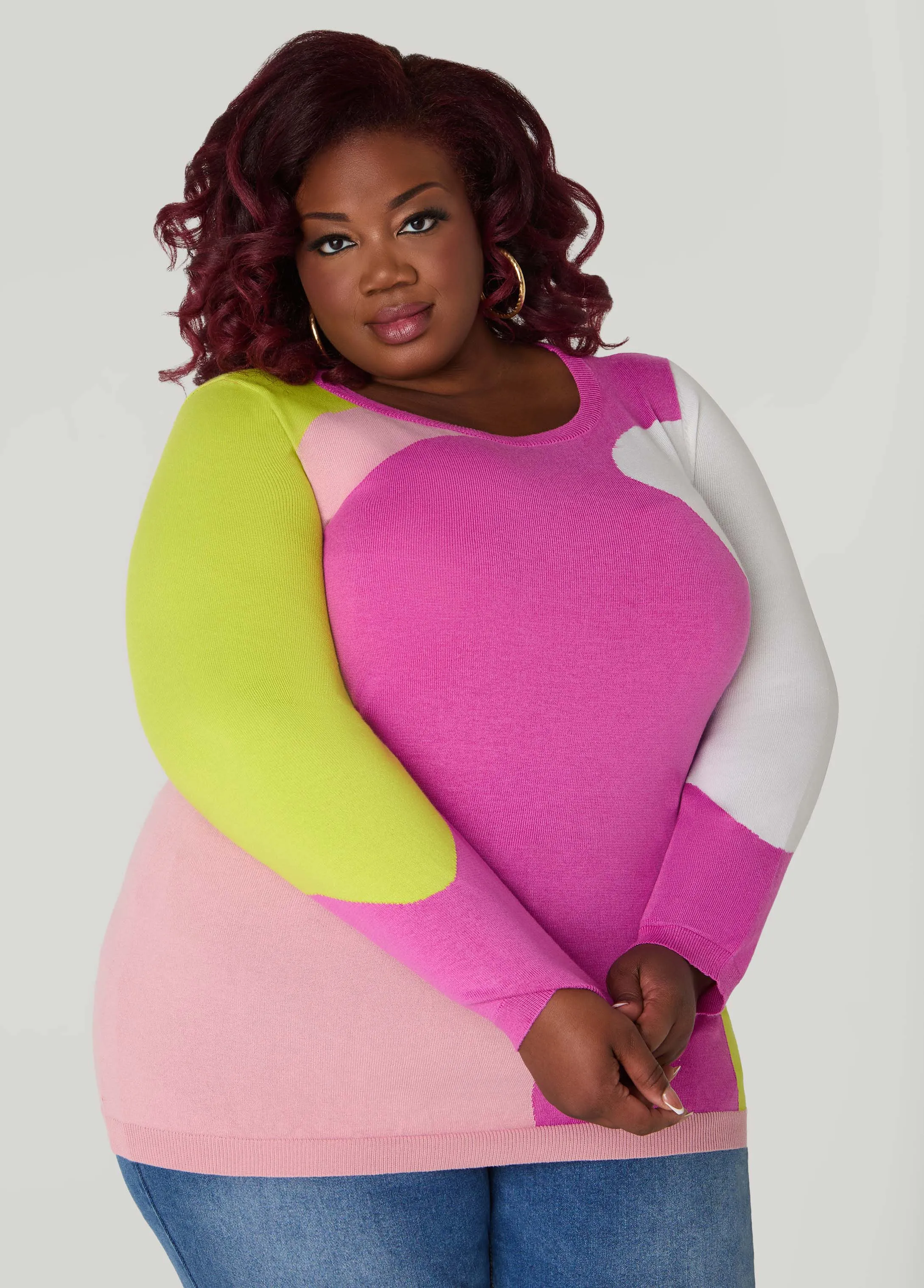 Patchwork Colorblock Sweater sold by Ashley Stewart product image thumbnail 3