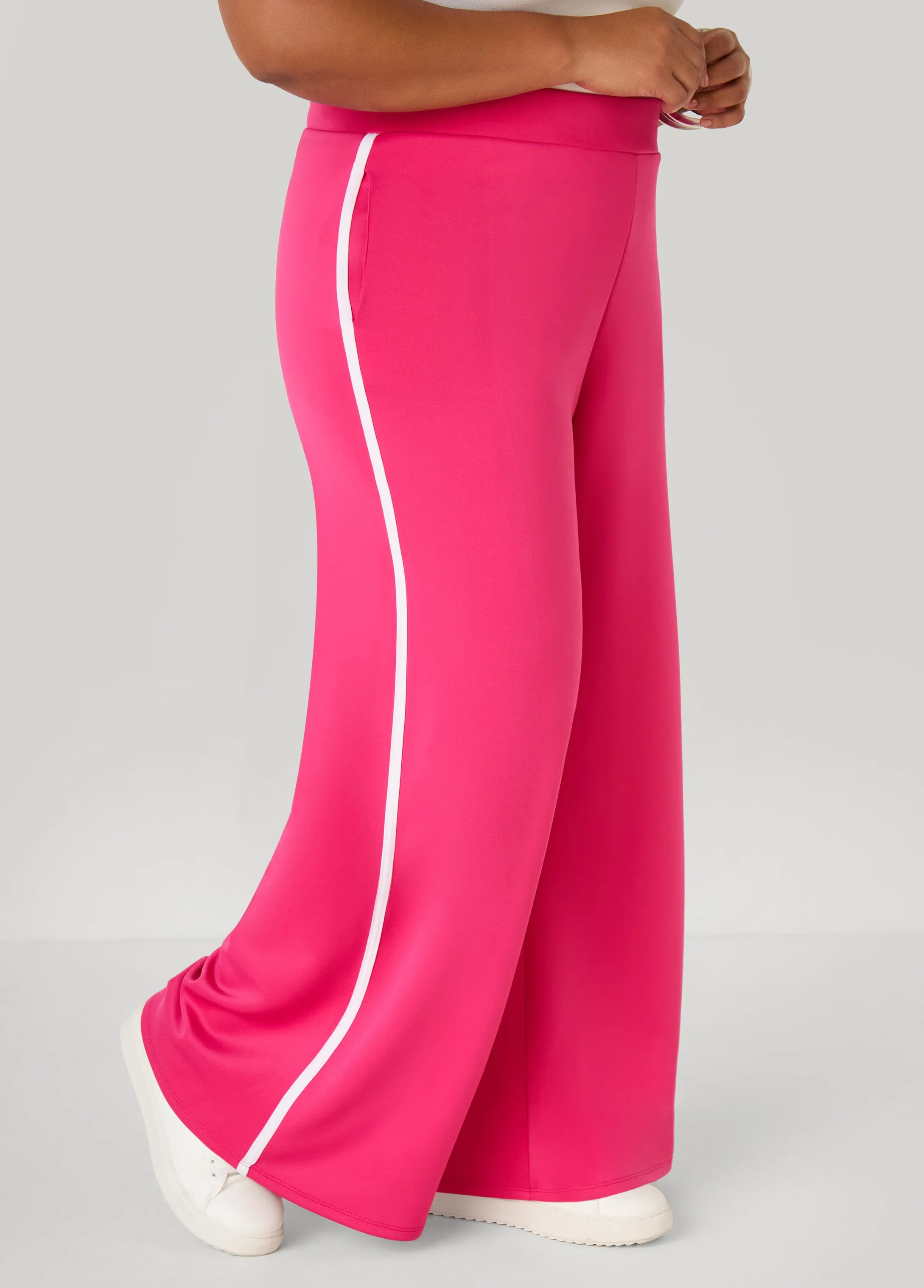 Striped Trim Wide Leg Track Pants sold by Ashley Stewart product image thumbnail 4