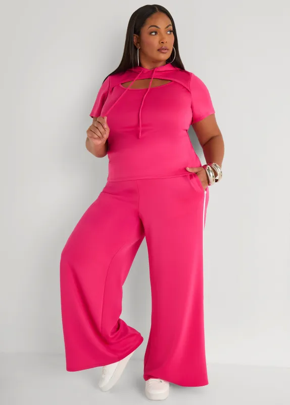 Striped Trim Wide Leg Track Pants sold by Ashley Stewart