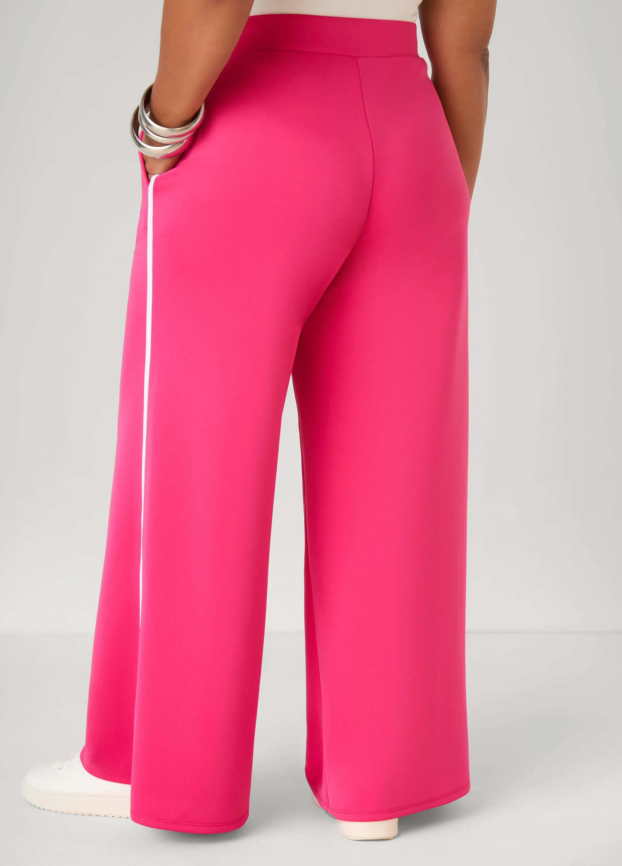 Striped Trim Wide Leg Track Pants sold by Ashley Stewart product image thumbnail 2