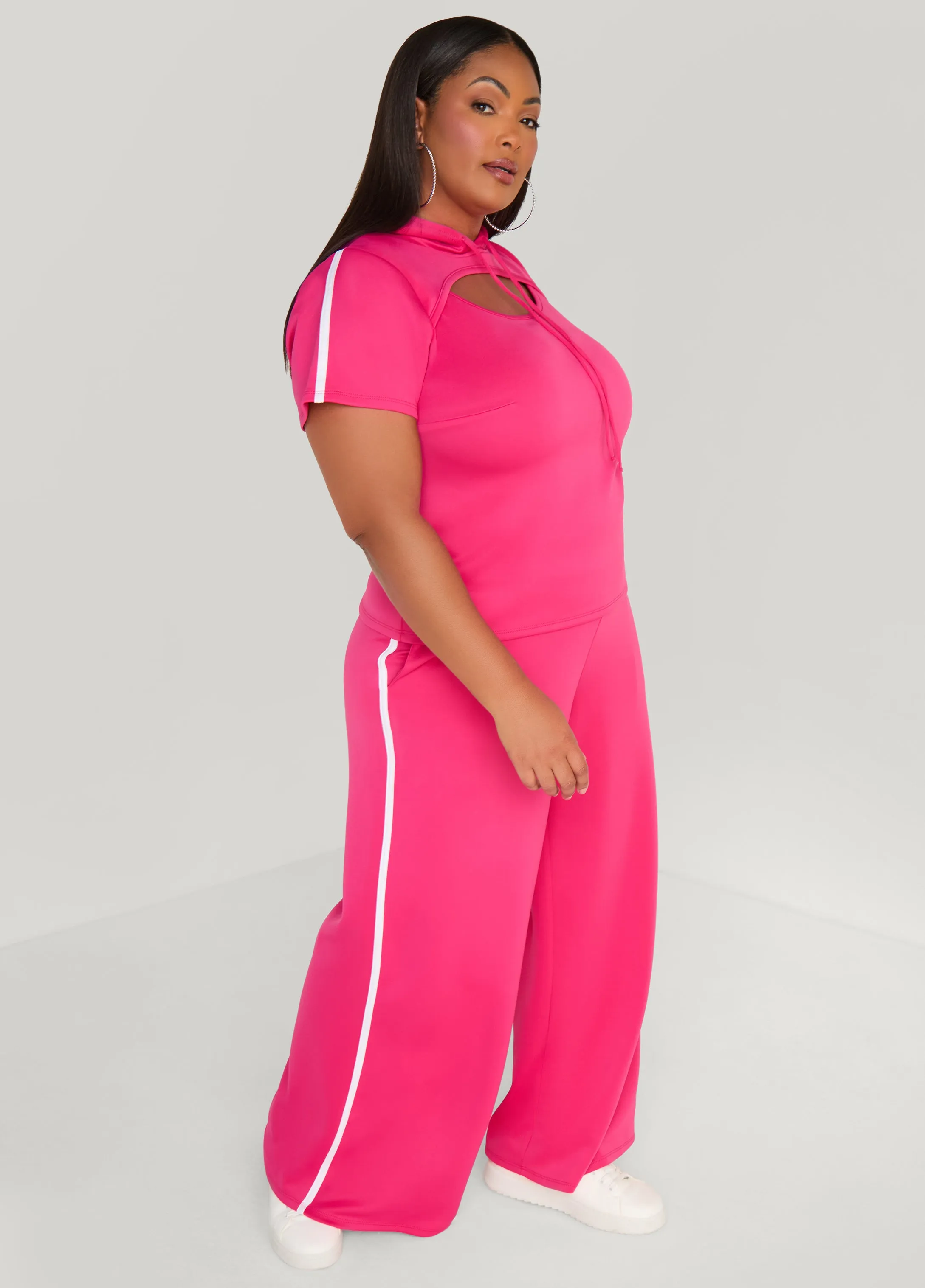 Striped Cutout Hoodie sold by Ashley Stewart product image thumbnail 4