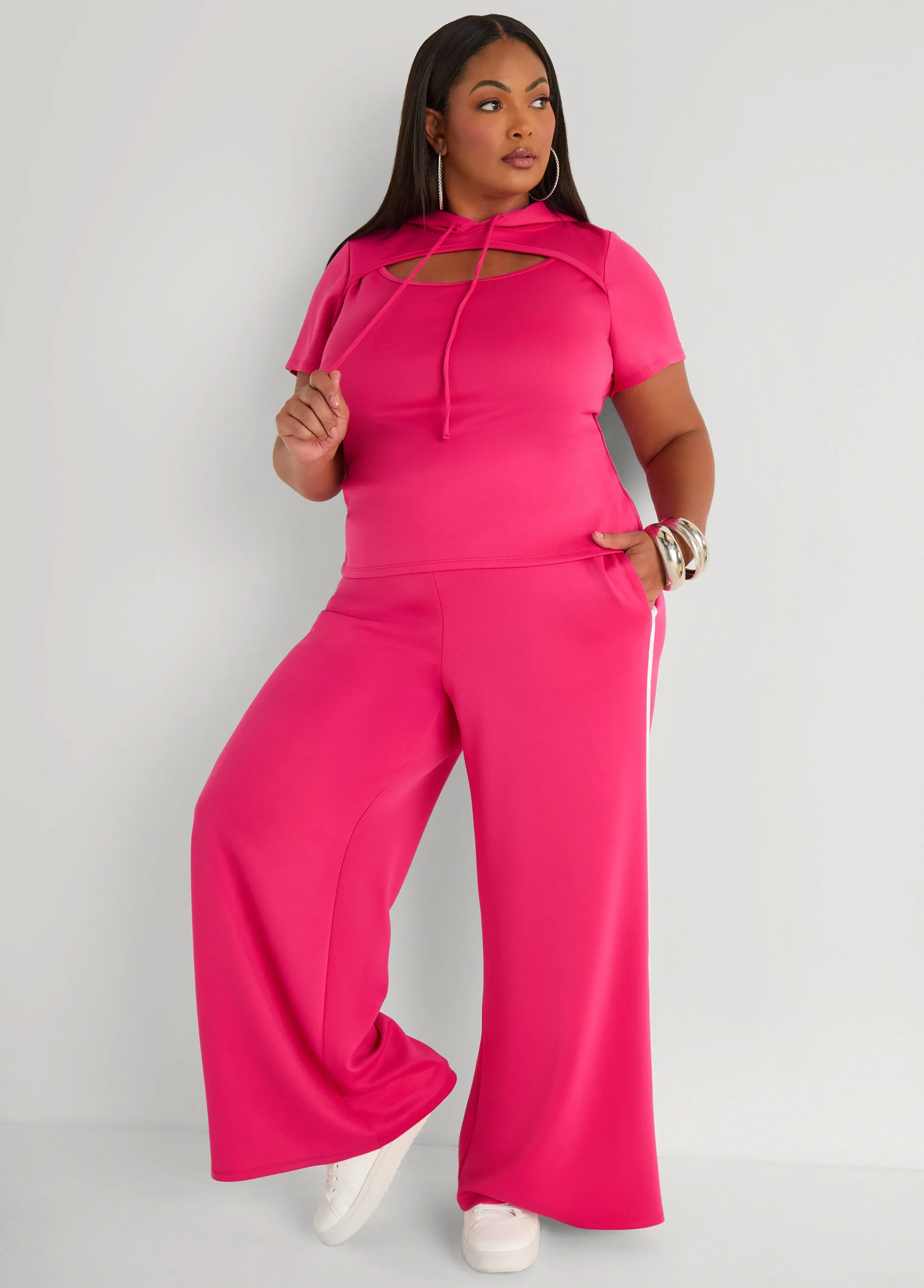 Striped Cutout Hoodie sold by Ashley Stewart product image thumbnail 3