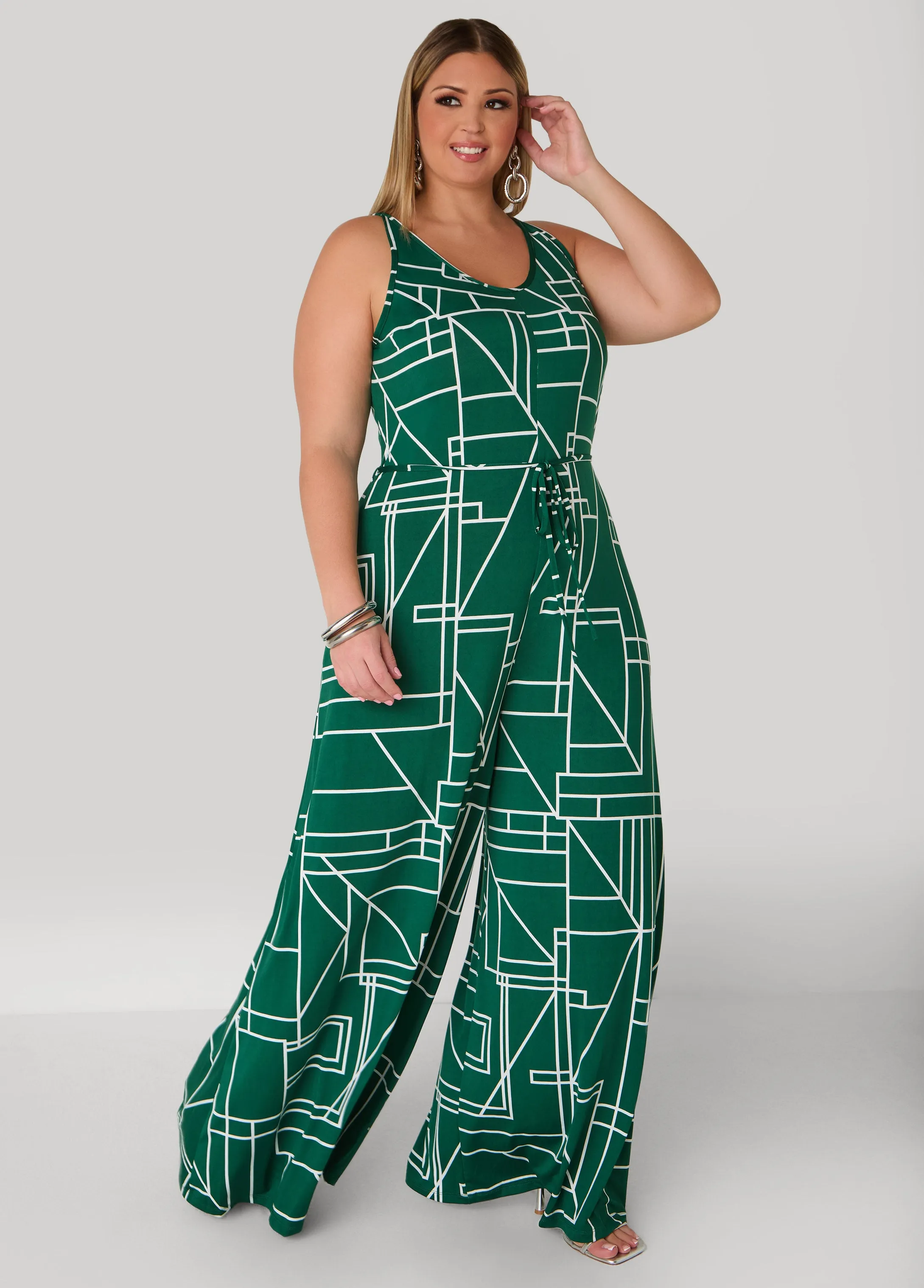 Geo Print Wide Leg Jumpsuit sold by Ashley Stewart product image thumbnail 2