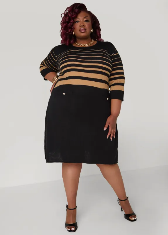 Striped A Line Sweater Dress sold by Ashley Stewart