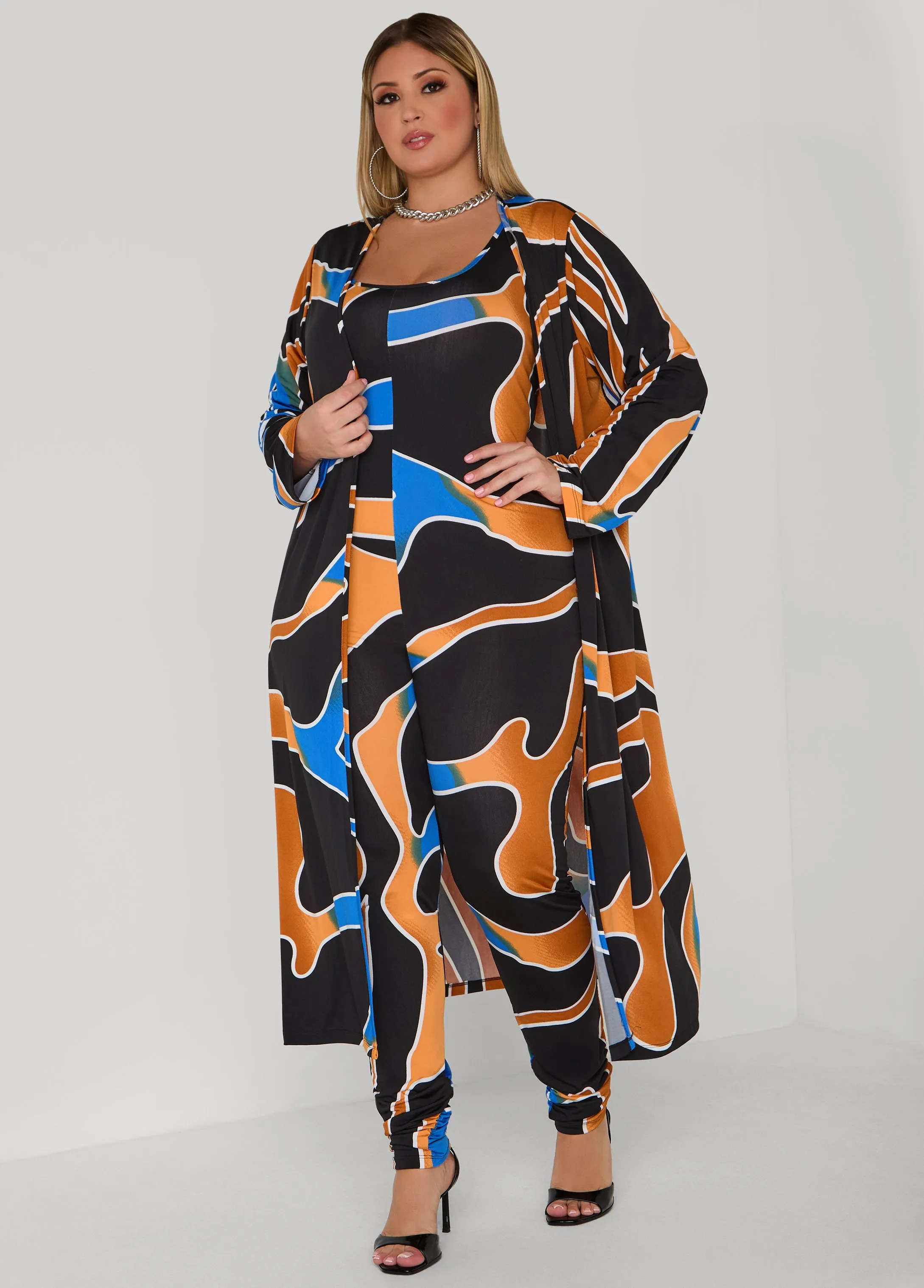 Abstract Print Open Front Duster sold by Ashley Stewart product image thumbnail 3