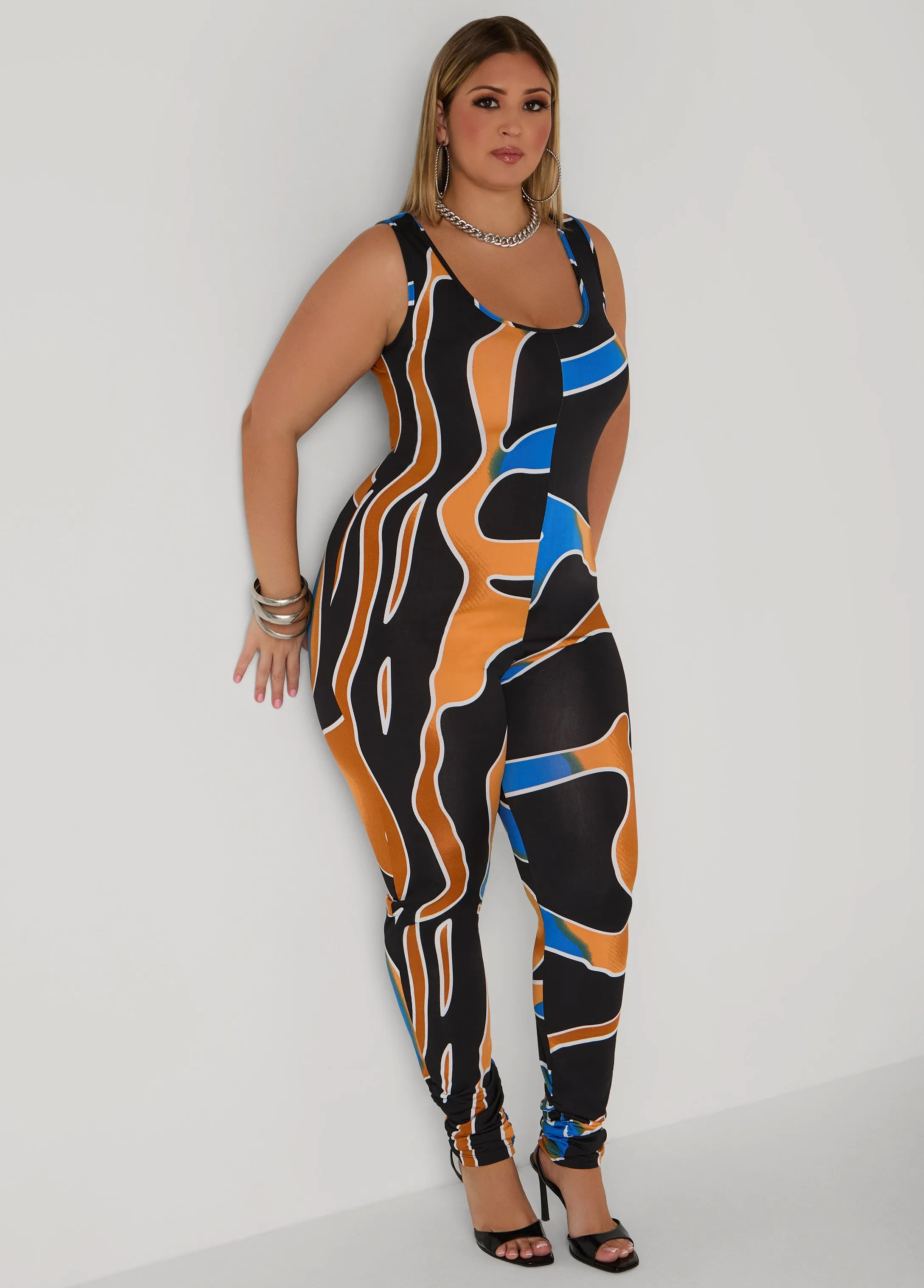 Abstract Print Catsuit sold by Ashley Stewart product image thumbnail 3
