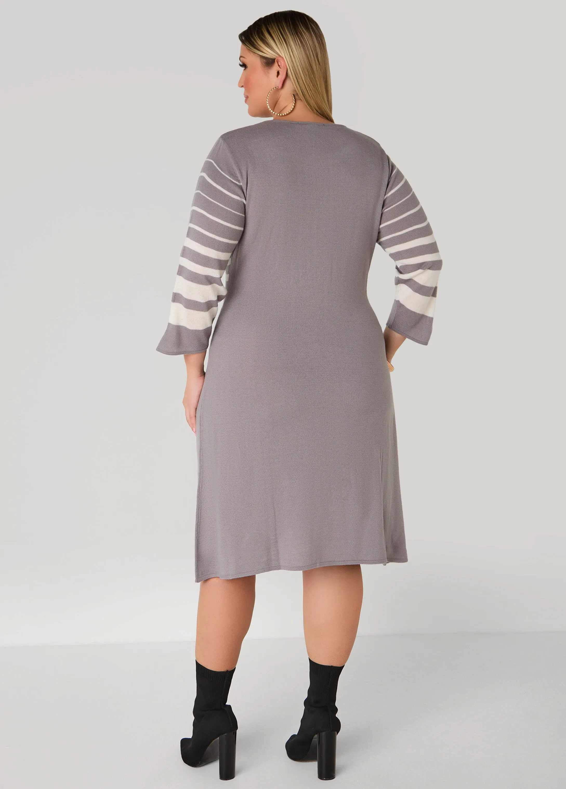 Striped Sweater A Line Dress sold by Ashley Stewart product image thumbnail 4