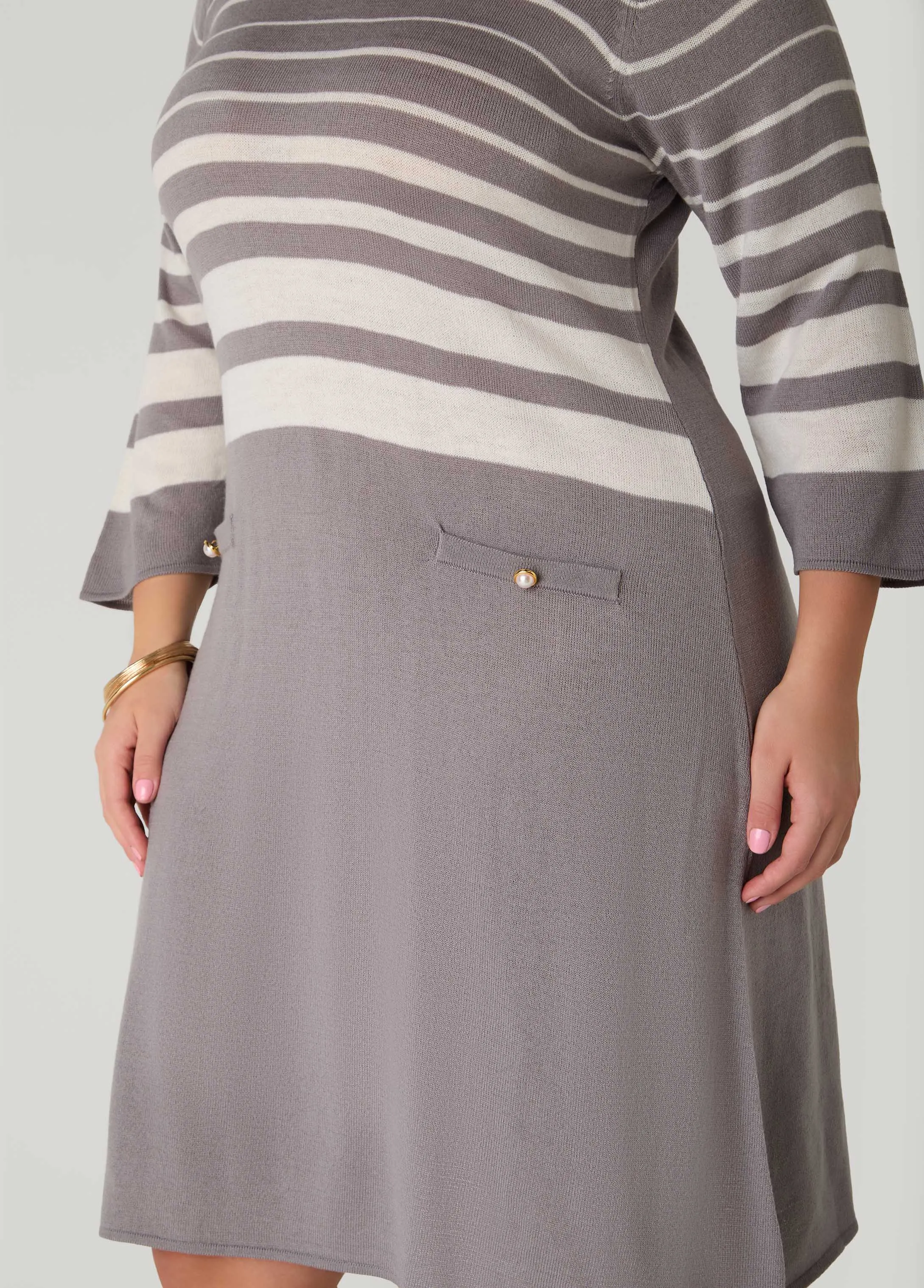 Striped Sweater A Line Dress sold by Ashley Stewart product image thumbnail 2