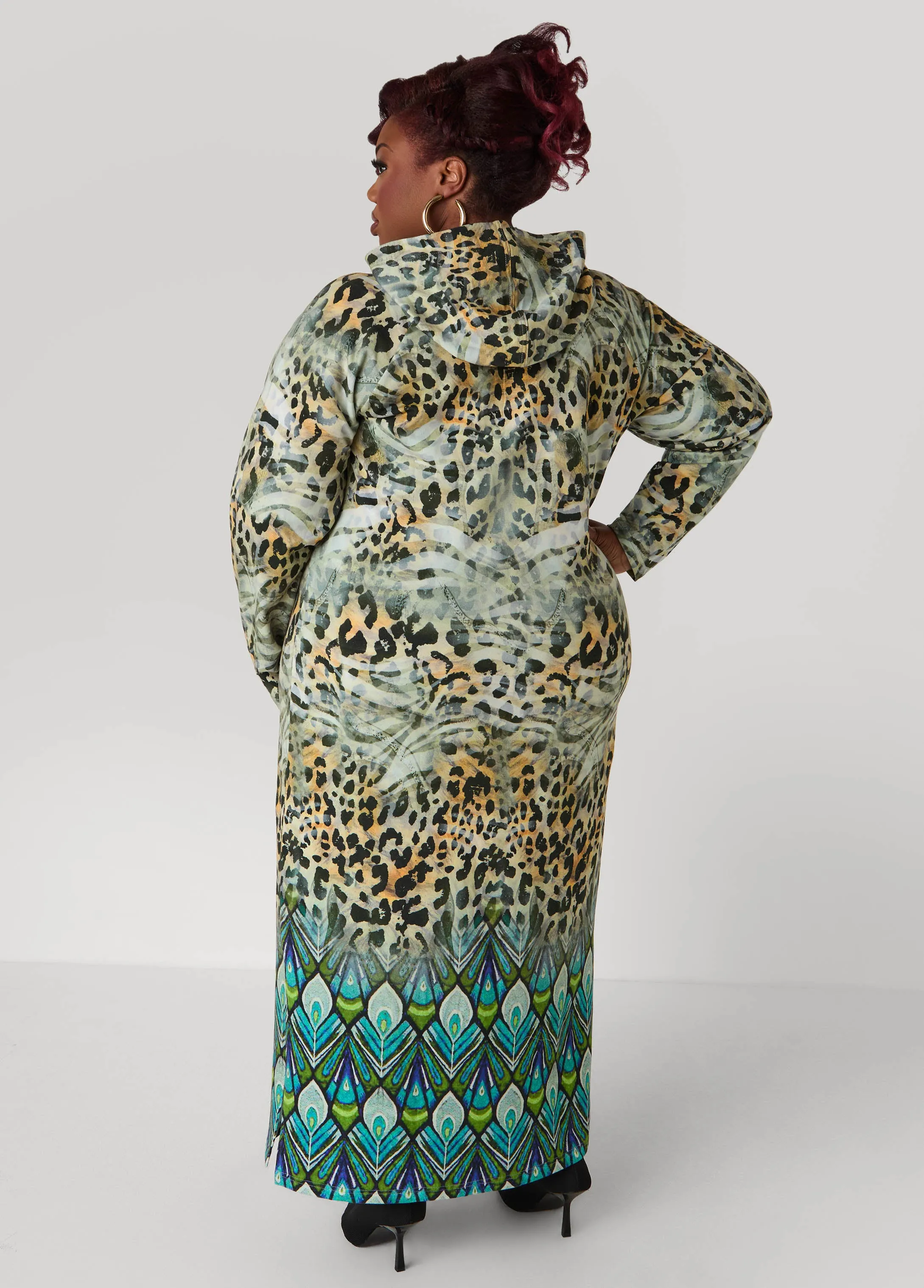 Animal Print Hooded Maxi Dress sold by Ashley Stewart product image thumbnail 4