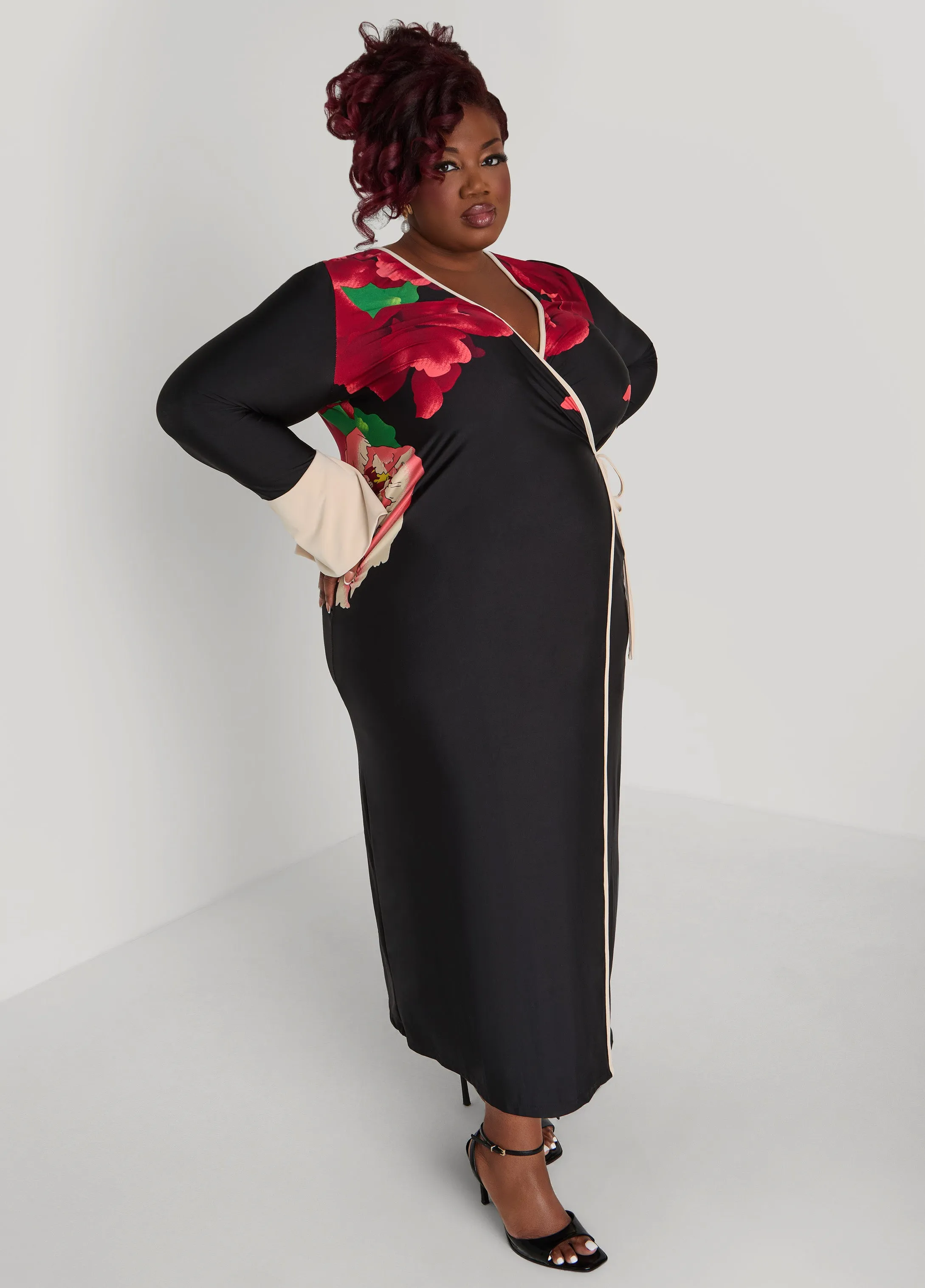 Floral Maxi Wrap Dress sold by Ashley Stewart product image thumbnail 2