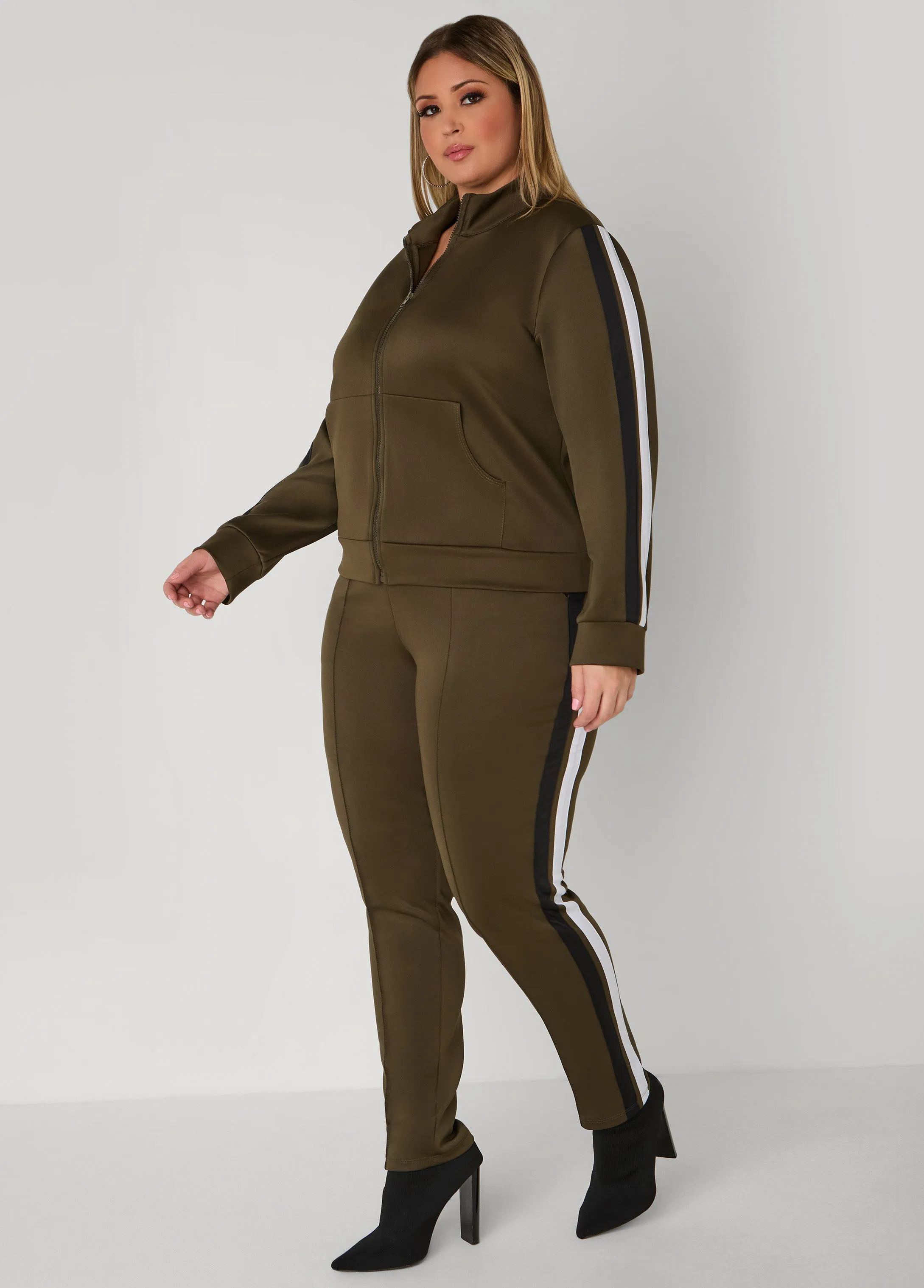 Pintucked Striped Leggings sold by Ashley Stewart product image thumbnail 3