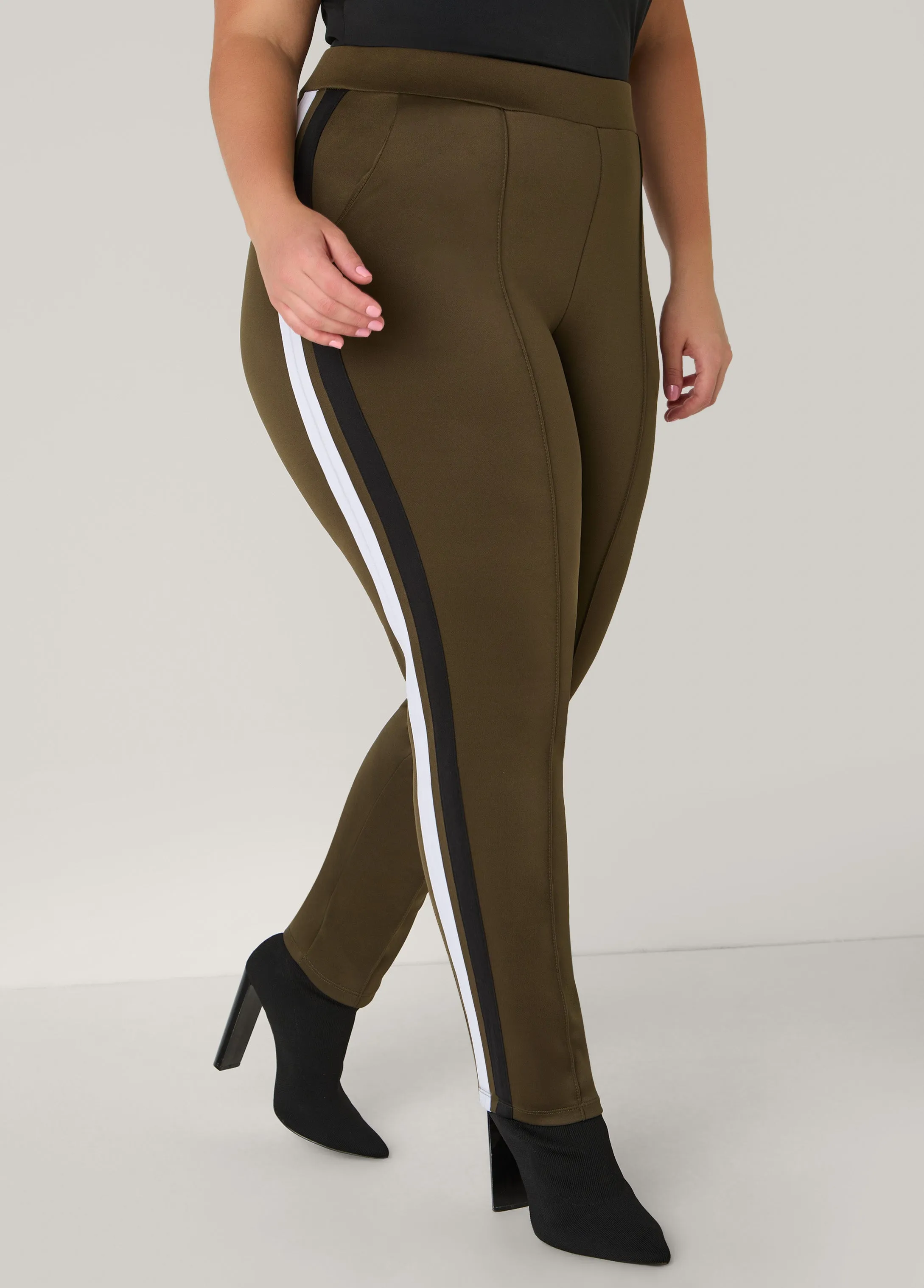 Pintucked Striped Leggings sold by Ashley Stewart