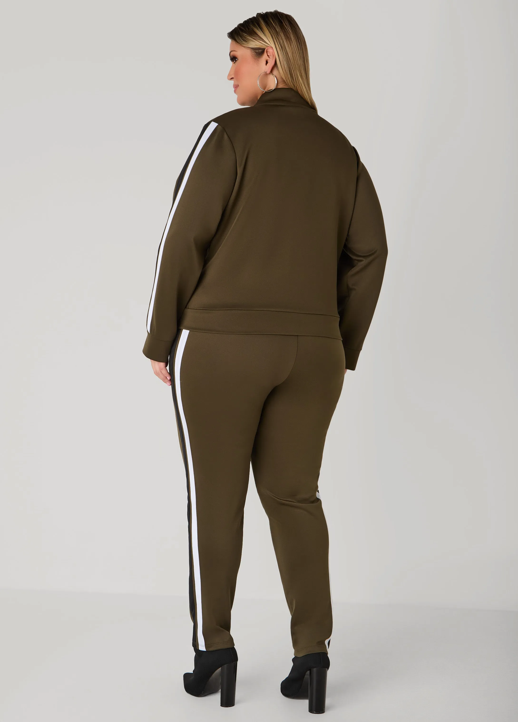 Stripe Zip Front Track Jacket sold by Ashley Stewart product image thumbnail 3