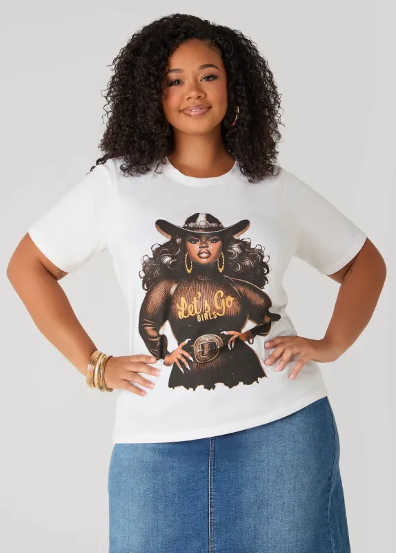 Lets Go Girls Graphic Tee sold by Ashley Stewart