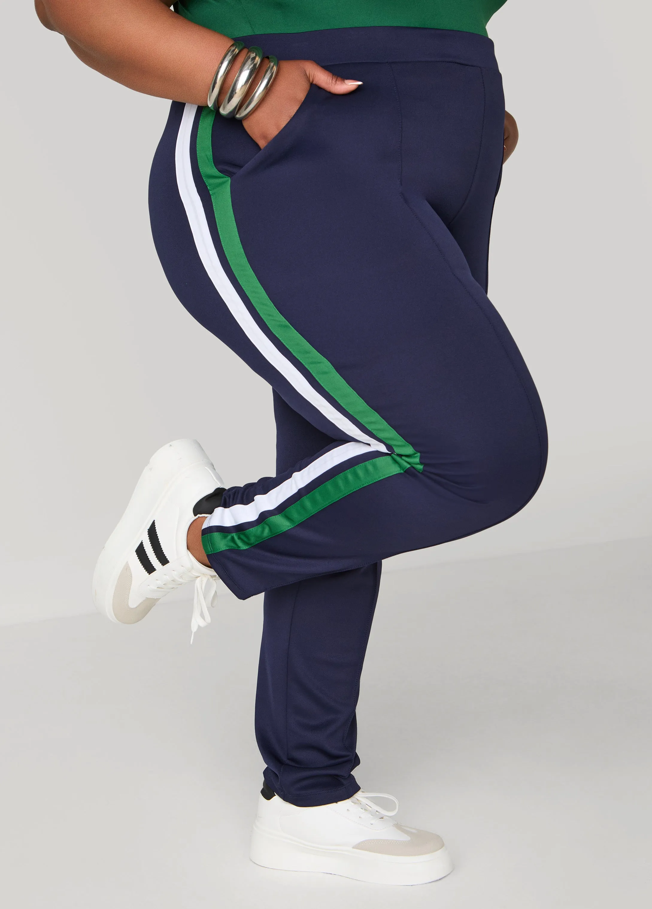 Striped Pintucked Leggings sold by Ashley Stewart product image thumbnail 3