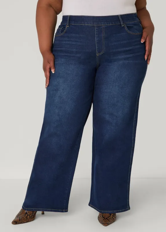 Pull On Wide Leg Jeans sold by Ashley Stewart