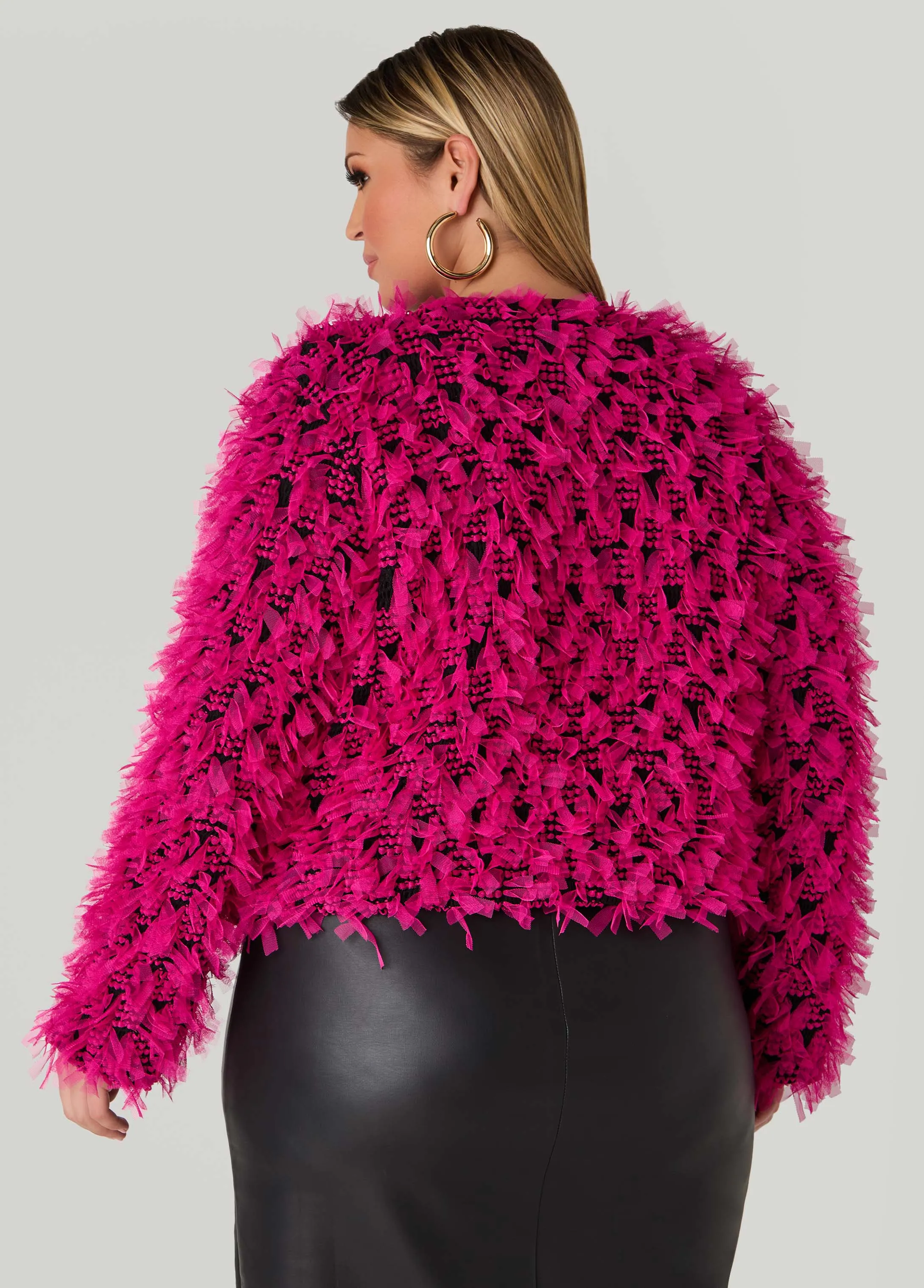 Fringe Detailed Mesh Jacket sold by Ashley Stewart product image thumbnail 4
