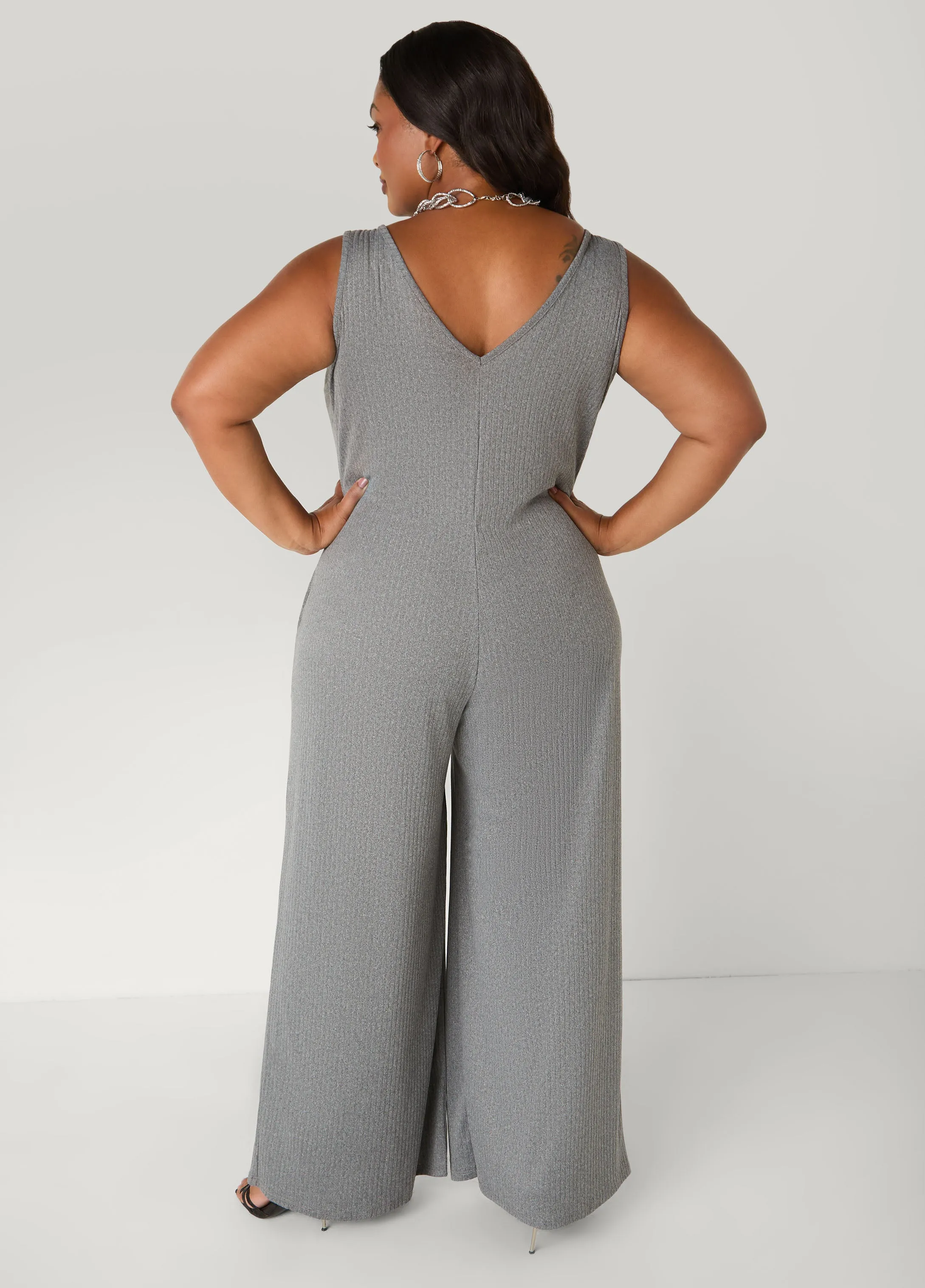 Ribbed Wide Leg Jumpsuit sold by Ashley Stewart product image thumbnail 3