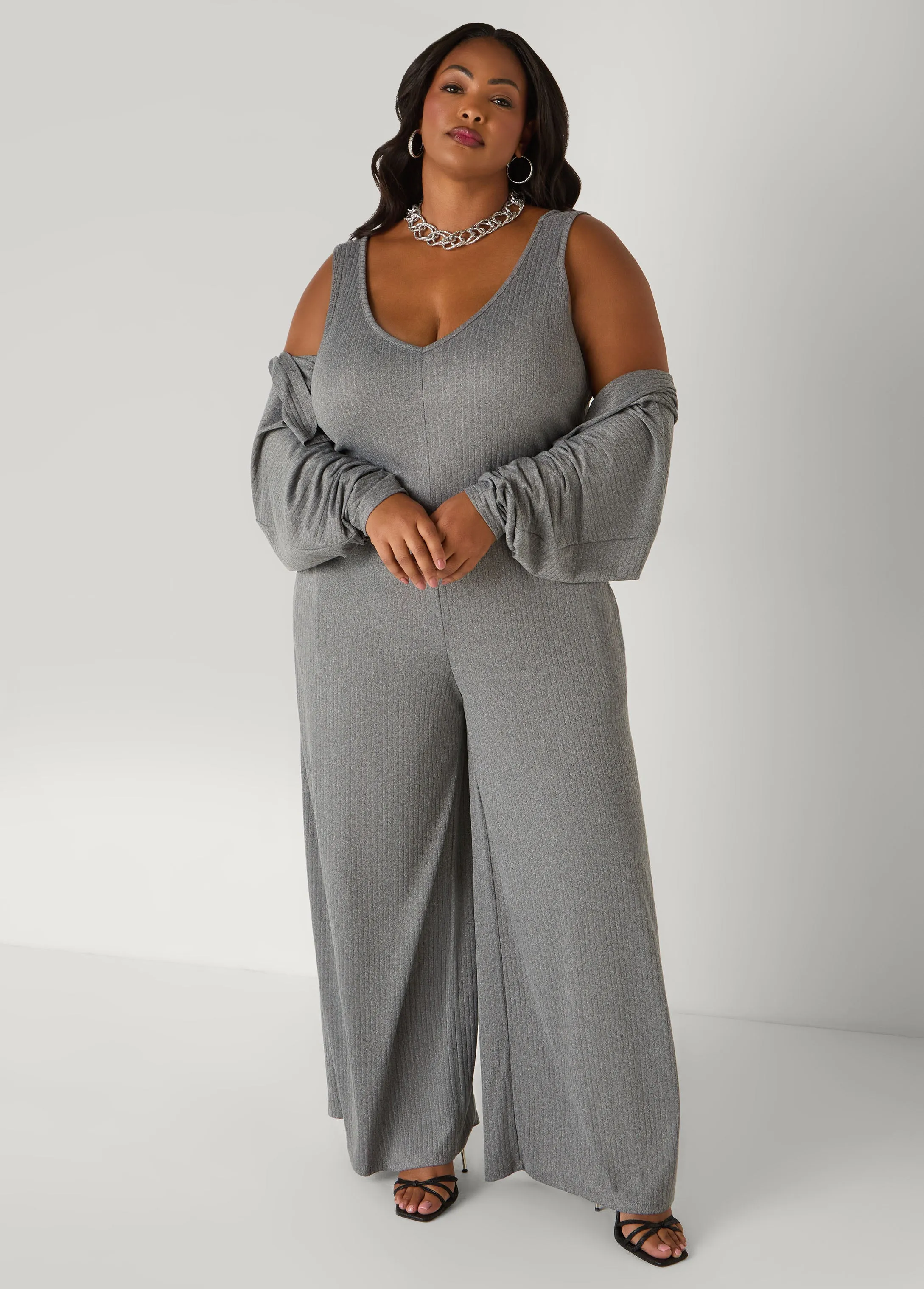 Ribbed Wide Leg Jumpsuit sold by Ashley Stewart product image thumbnail 5