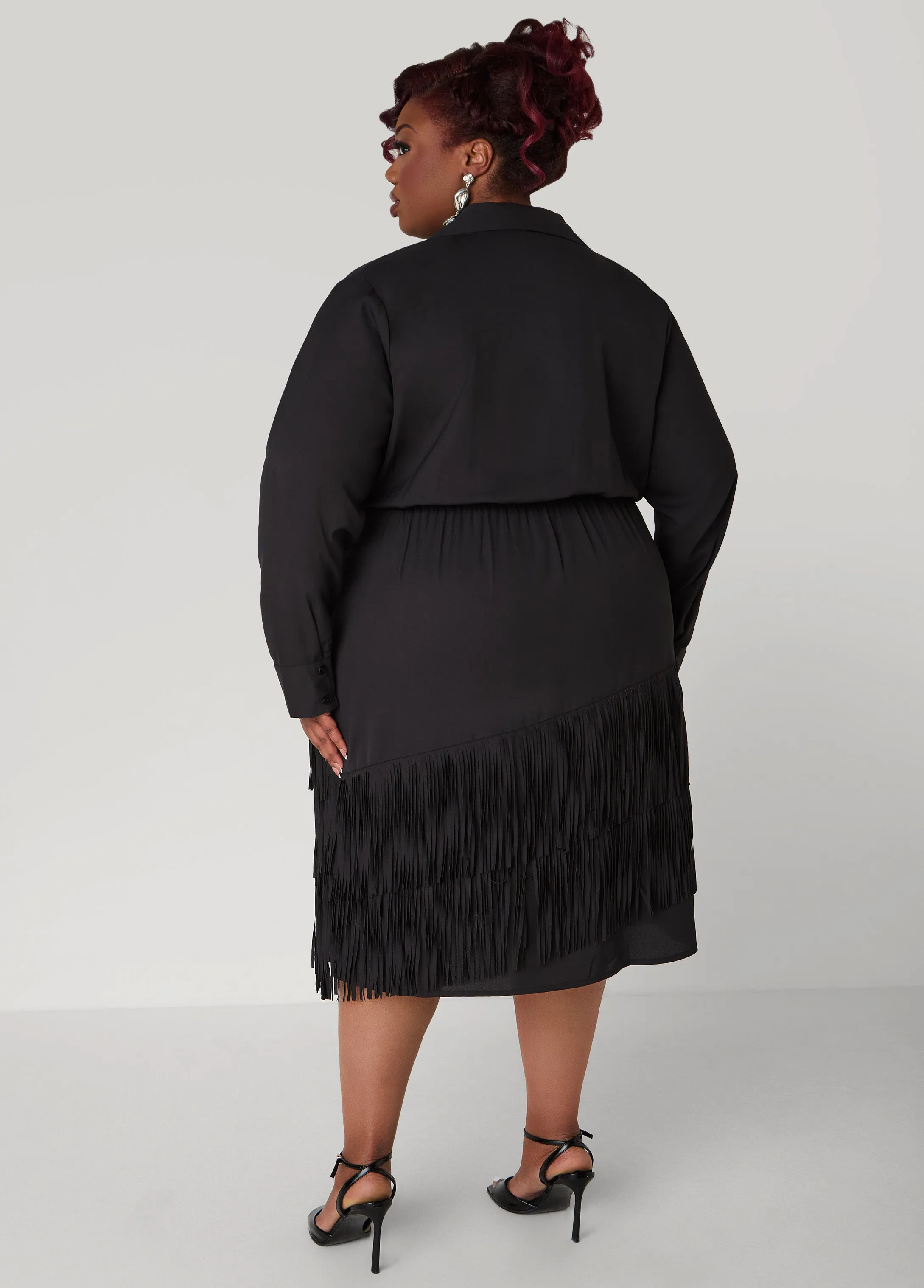 Fringed Faux Wrap Dress sold by Ashley Stewart product image thumbnail 2