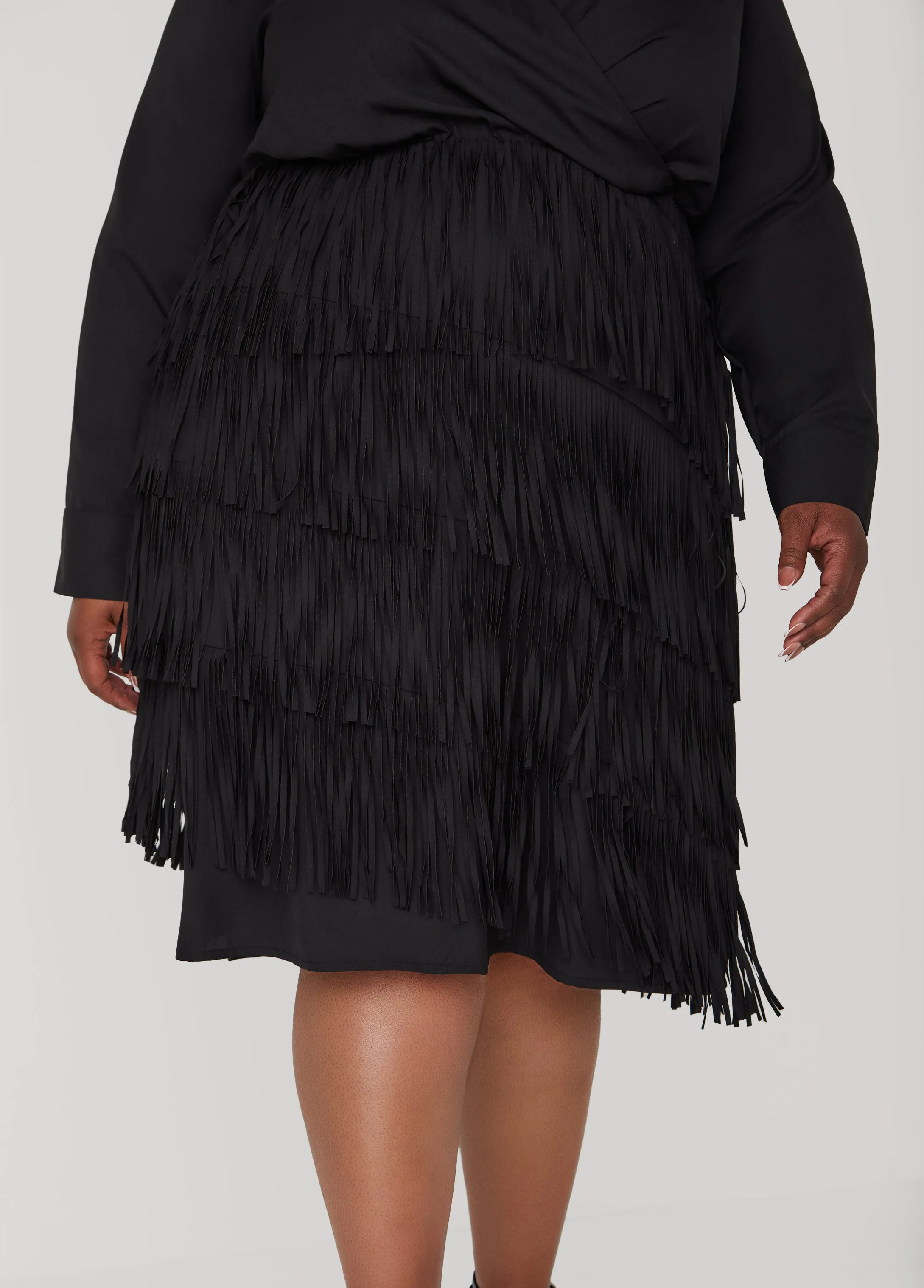 Fringed Faux Wrap Dress sold by Ashley Stewart product image thumbnail 4
