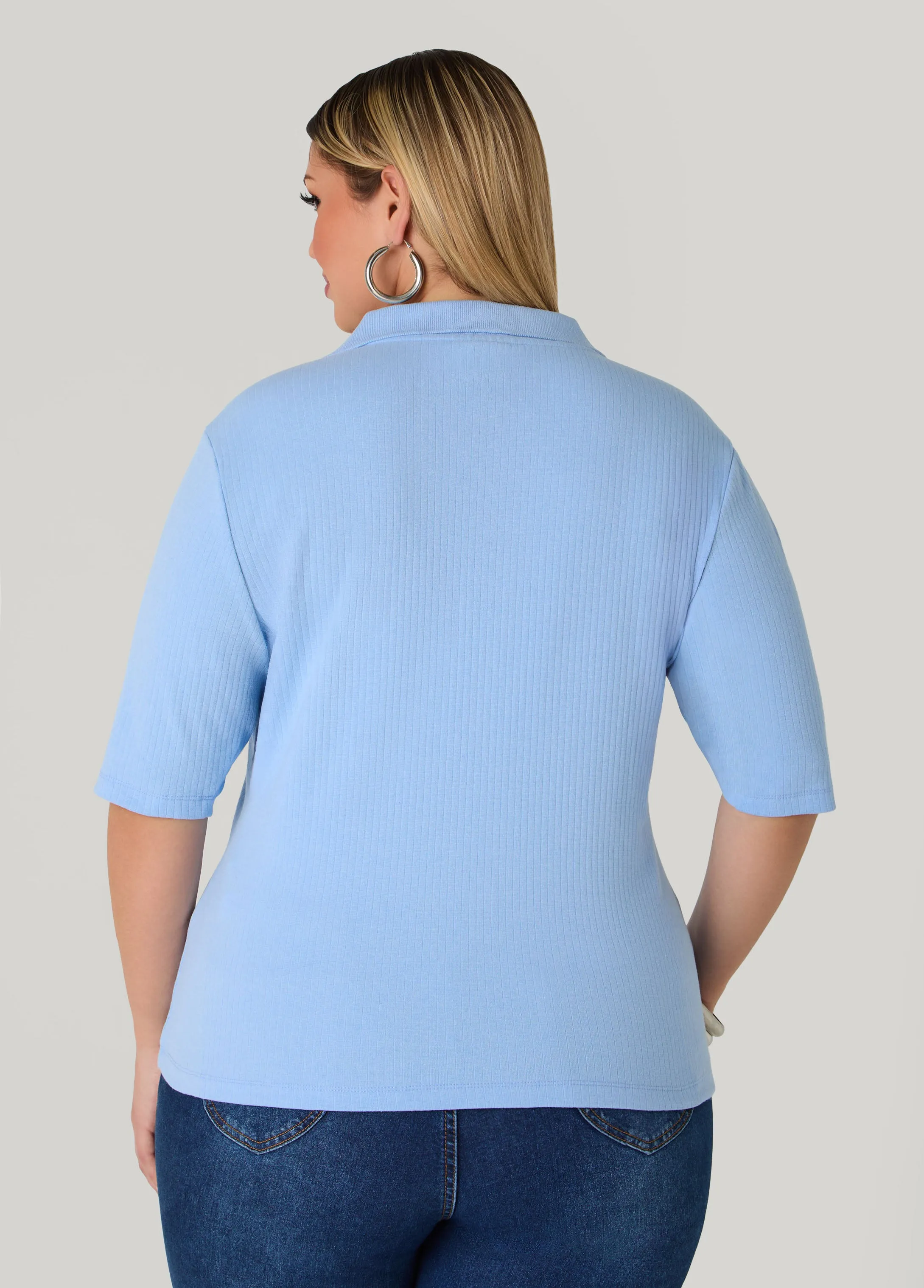 V Neck Ribbed Top sold by Ashley Stewart product image thumbnail 4