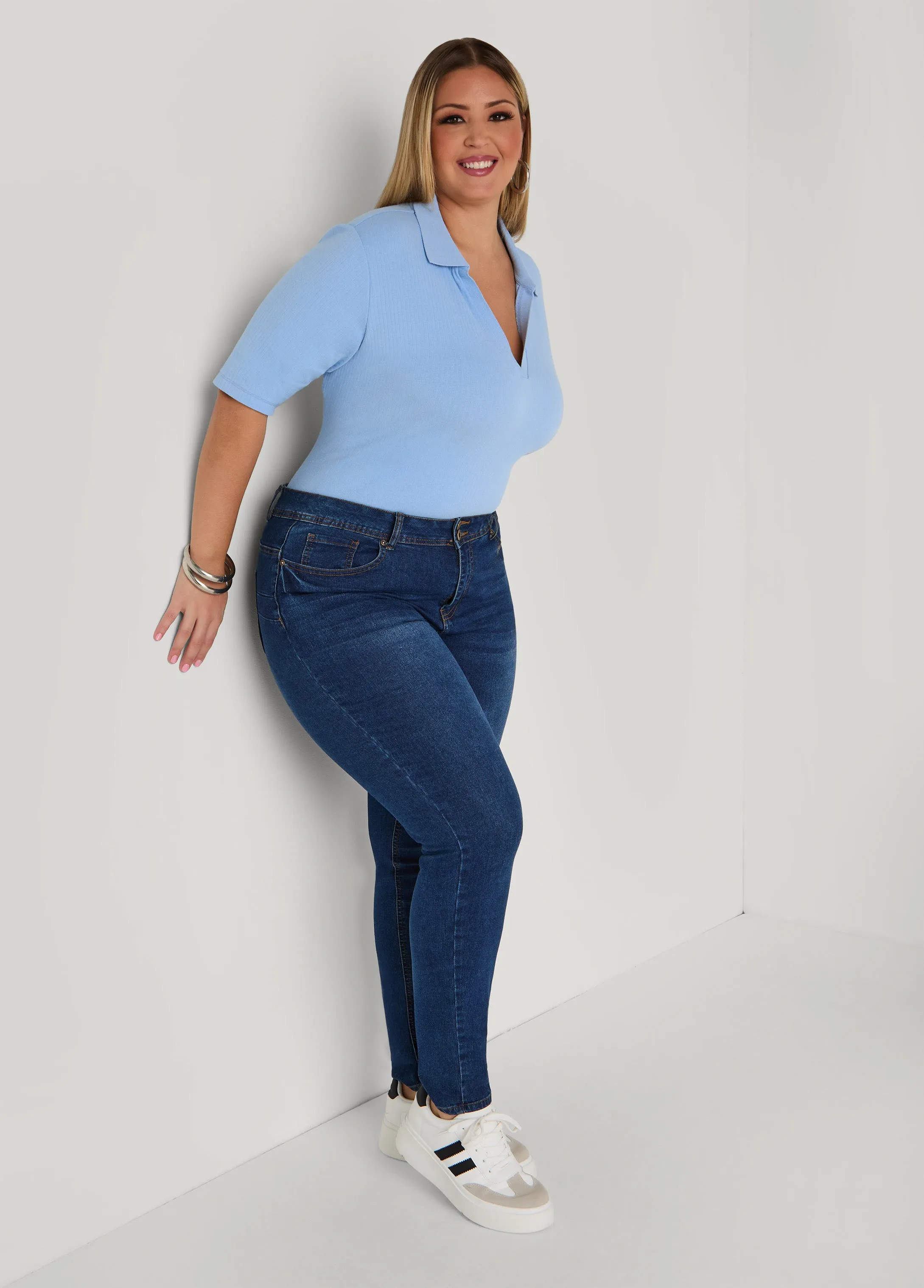 V Neck Ribbed Top sold by Ashley Stewart product image thumbnail 3