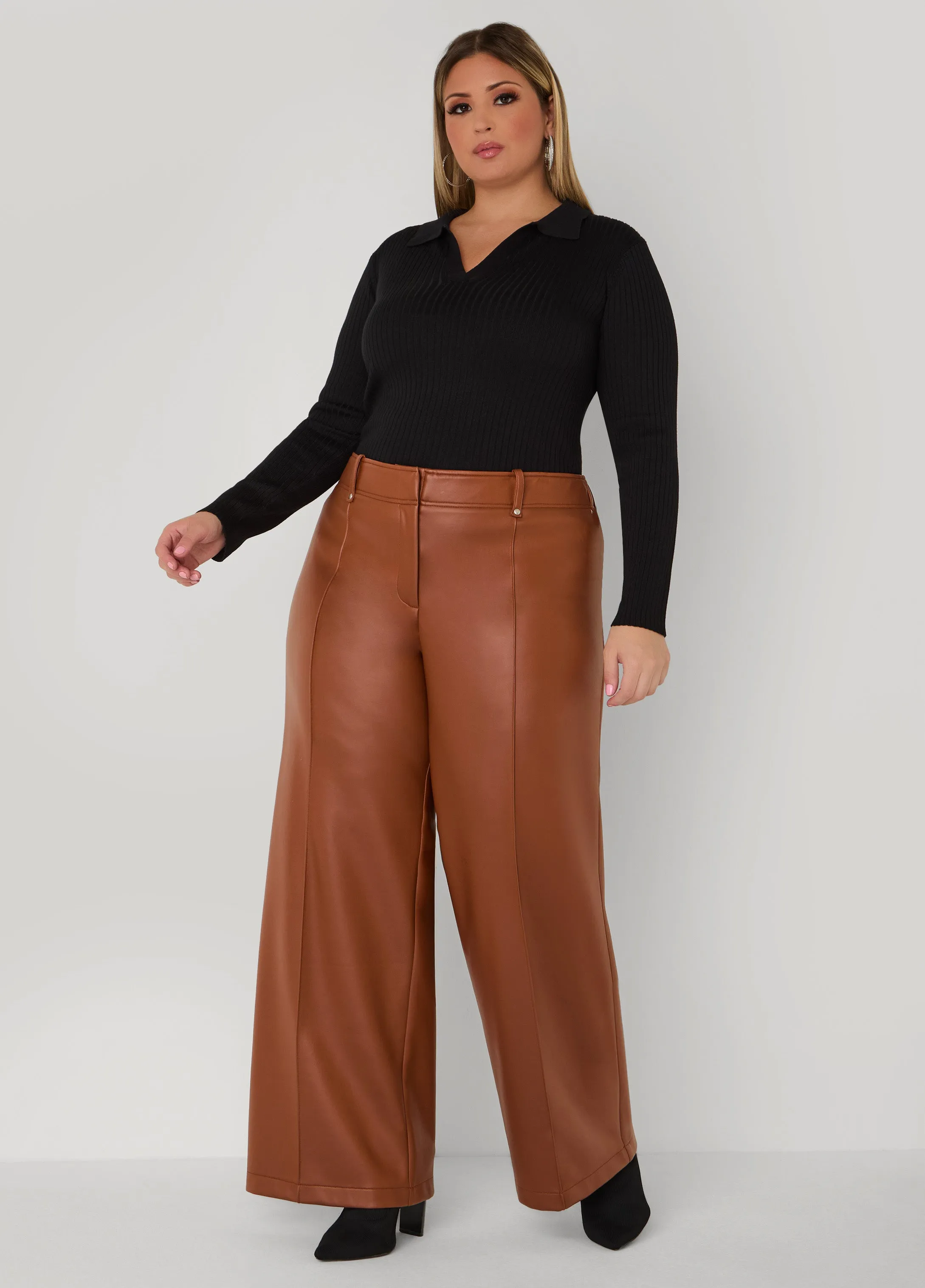 Ribbed V Neck Sweater sold by Ashley Stewart product image thumbnail 2