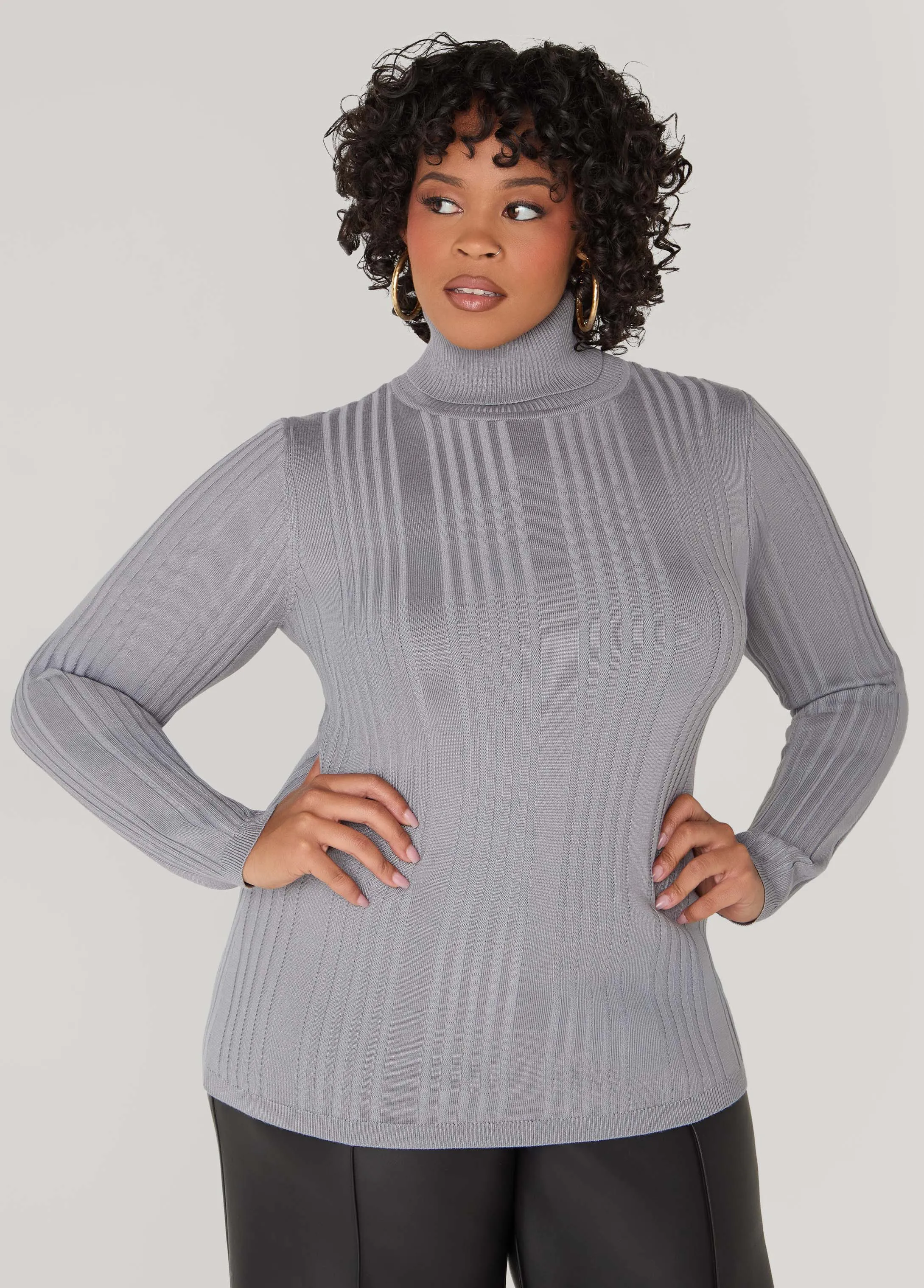 Ribbed Turtleneck Sweater sold by Ashley Stewart product image thumbnail 5