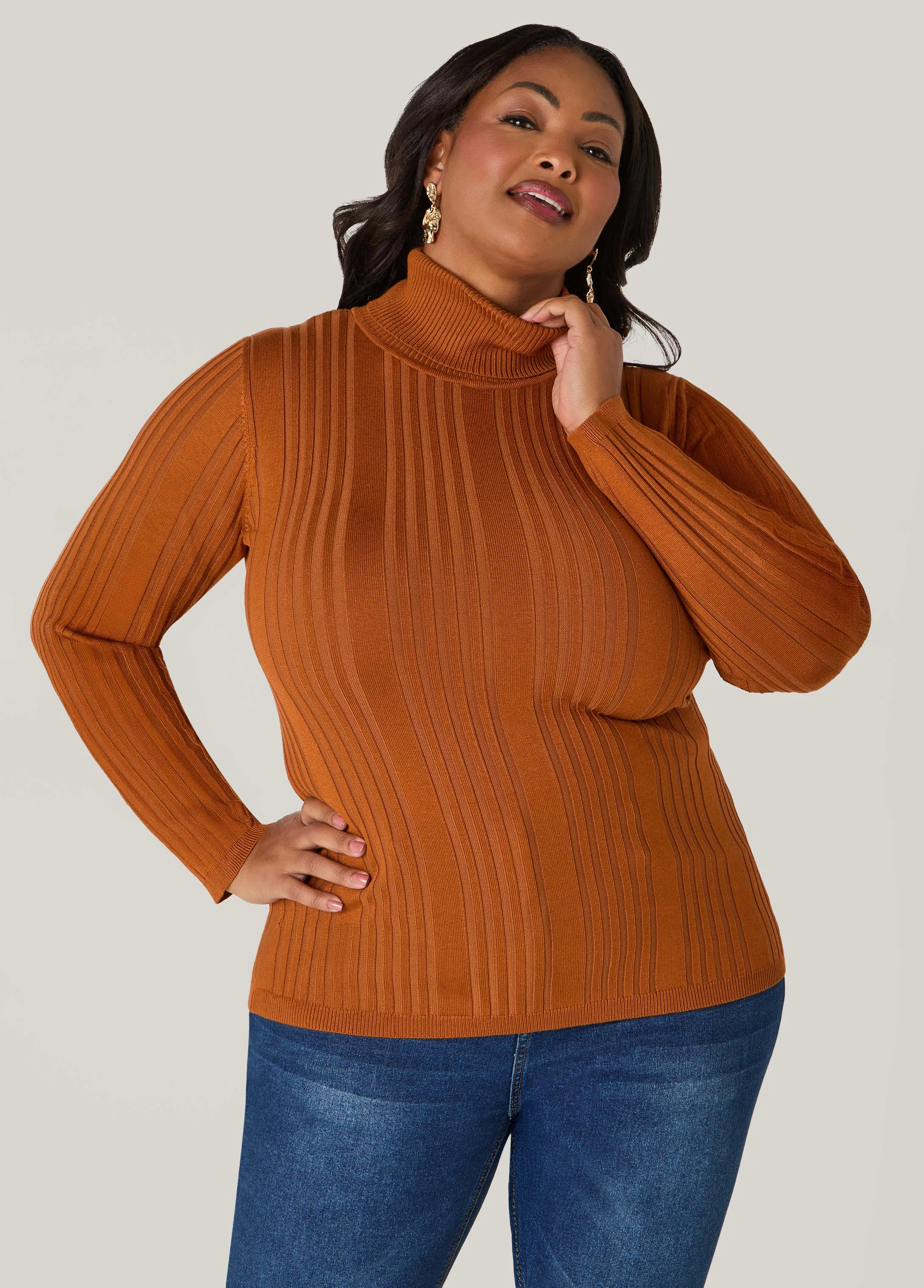 Ribbed Turtleneck Sweater sold by Ashley Stewart product image thumbnail 3