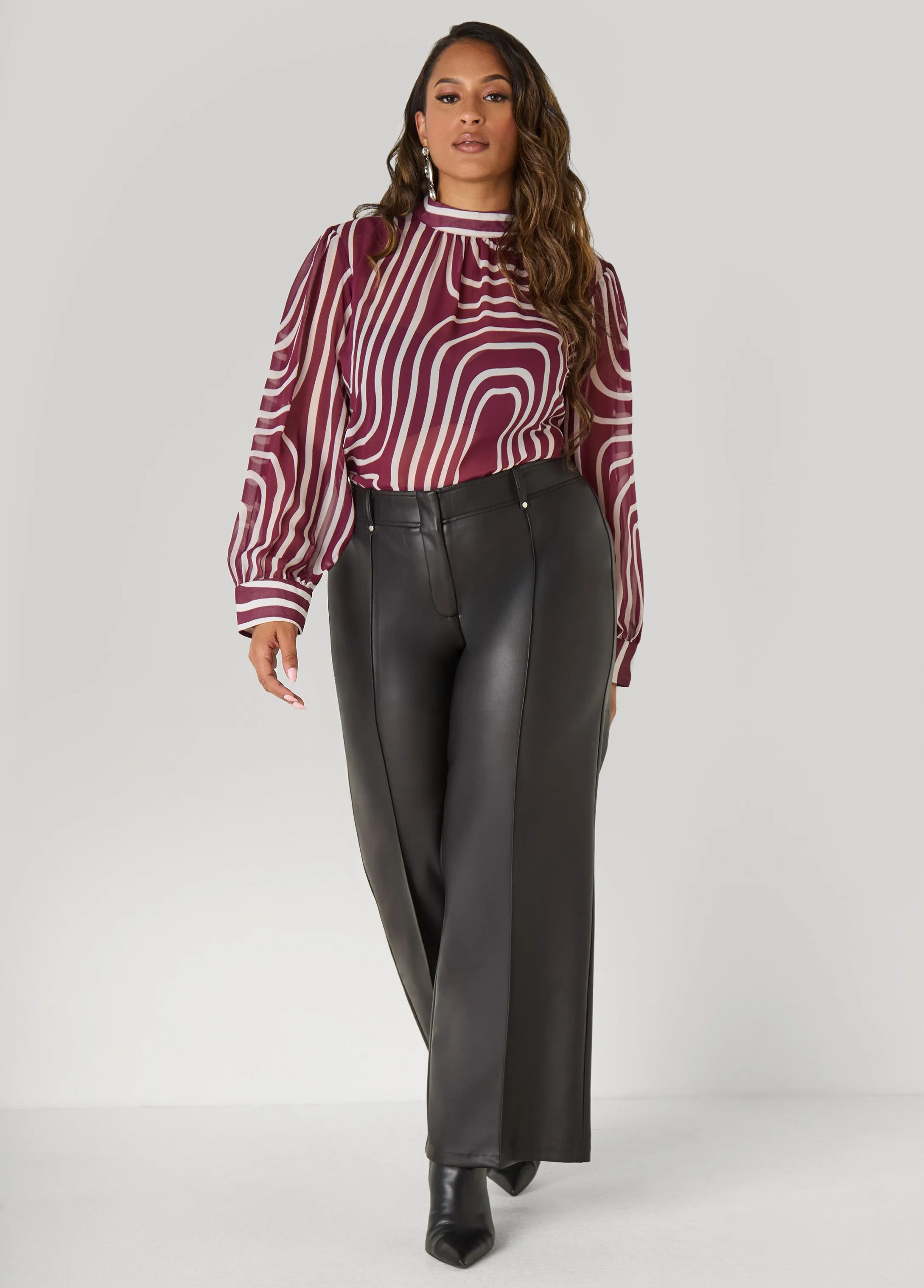 Abstract Print Mock Neck Blouse sold by Ashley Stewart product image thumbnail 3