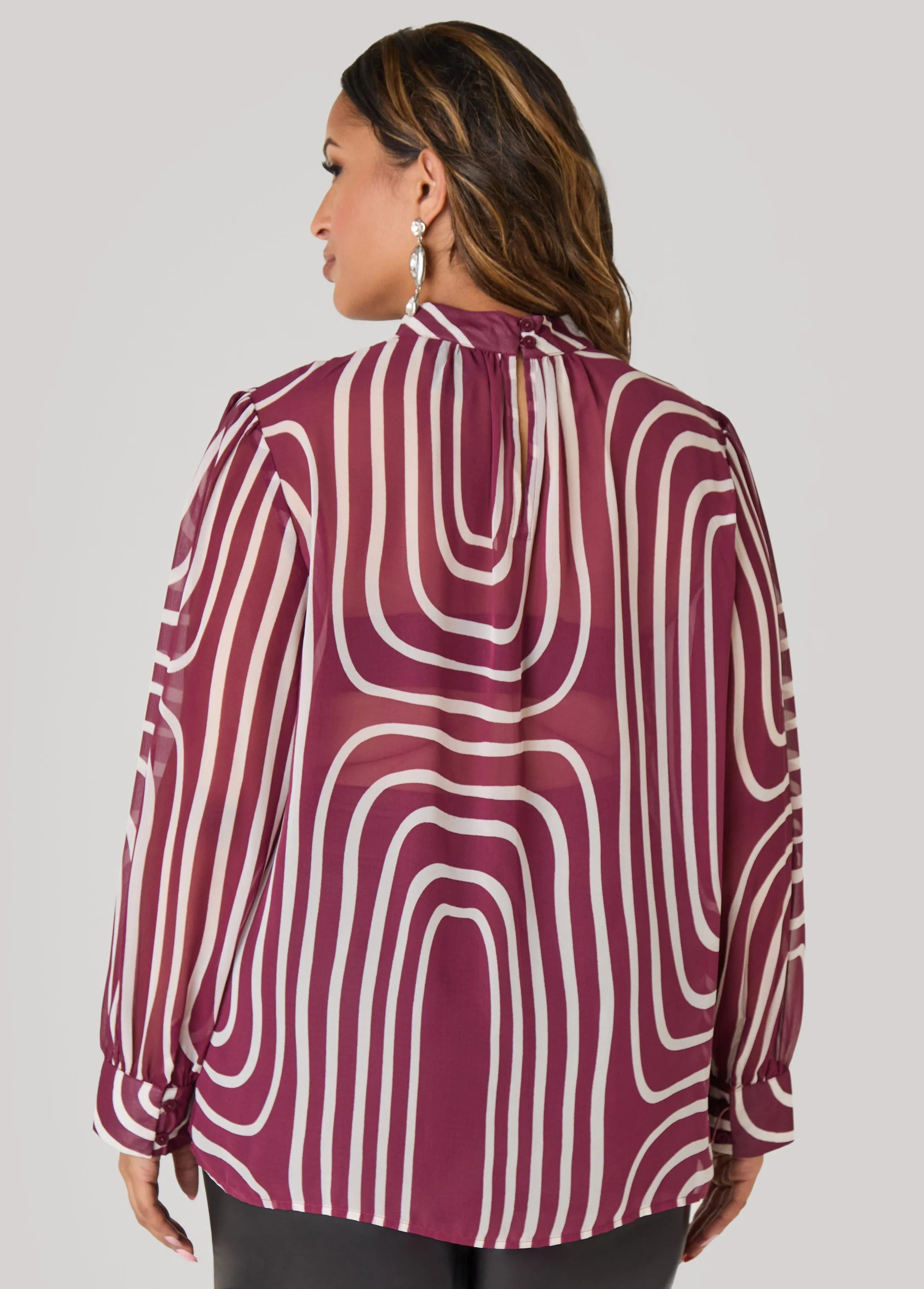 Abstract Print Mock Neck Blouse sold by Ashley Stewart product image thumbnail 2