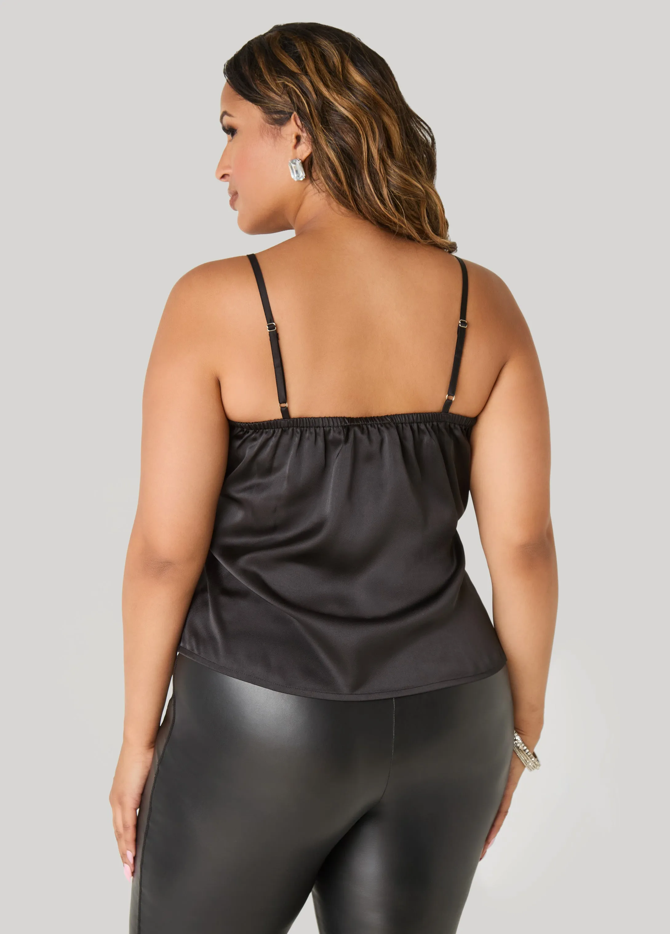 Crystal Fringe Satin Cami sold by Ashley Stewart product image thumbnail 2