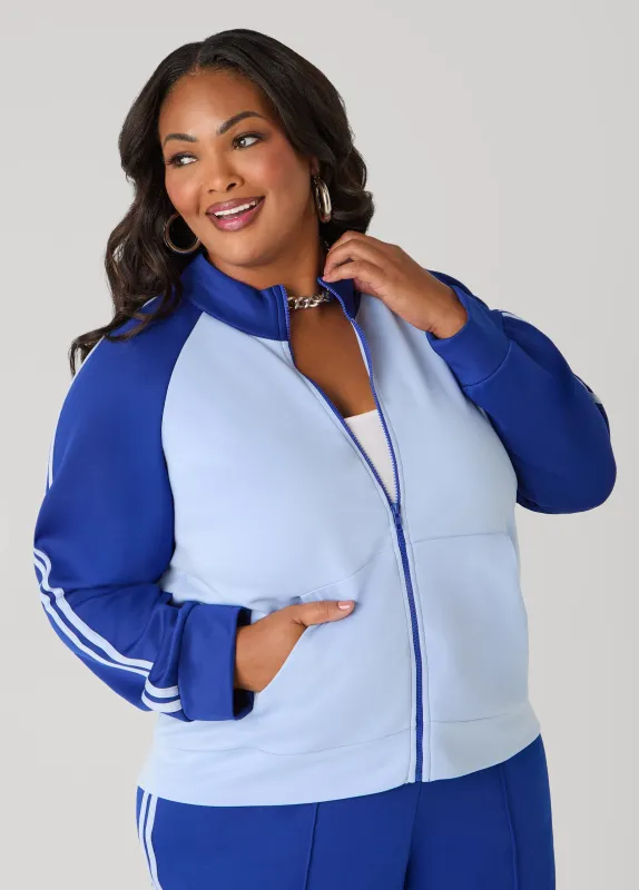Two Tone Striped Track Jacket sold by Ashley Stewart