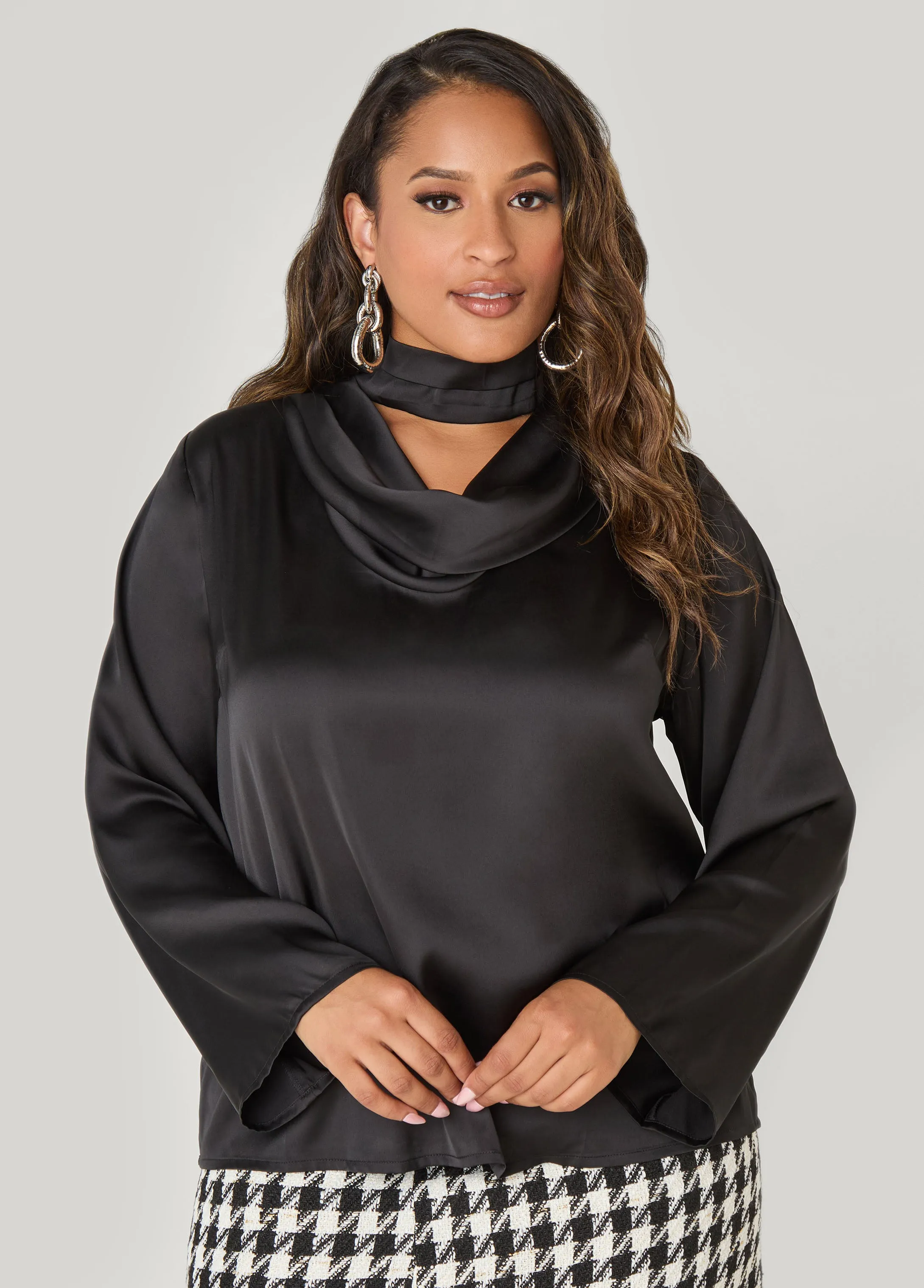 Cutout Cowl Neck Blouse sold by Ashley Stewart